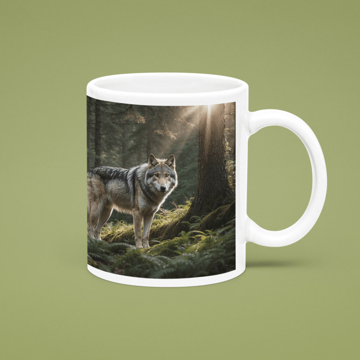 Printify Mug 11oz Coffee Mug, Wolf in Forest Coffee Mug, Wolf Coffee, Tea Mug, Birthday Gift, Christmas Gift, Friend Gift, White 11 oz Ceramic 15159037515131173039