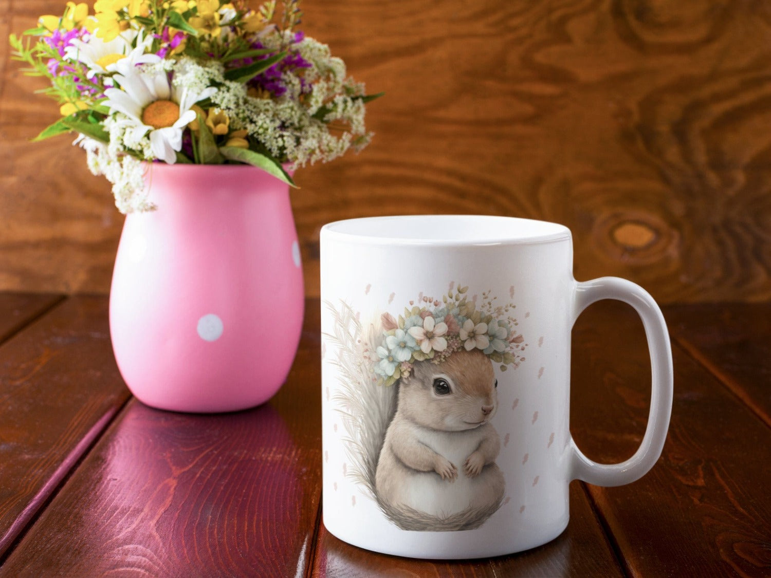 Printify Mug 11oz Coffee Mug, Squirrel Coffee Mug, Squirrel Gift, Cottegecore Mug, Birthday Gift, Boho Mug, White 11 oz Ceramic, Gift for Her, Free Shipping 17704572624470202285