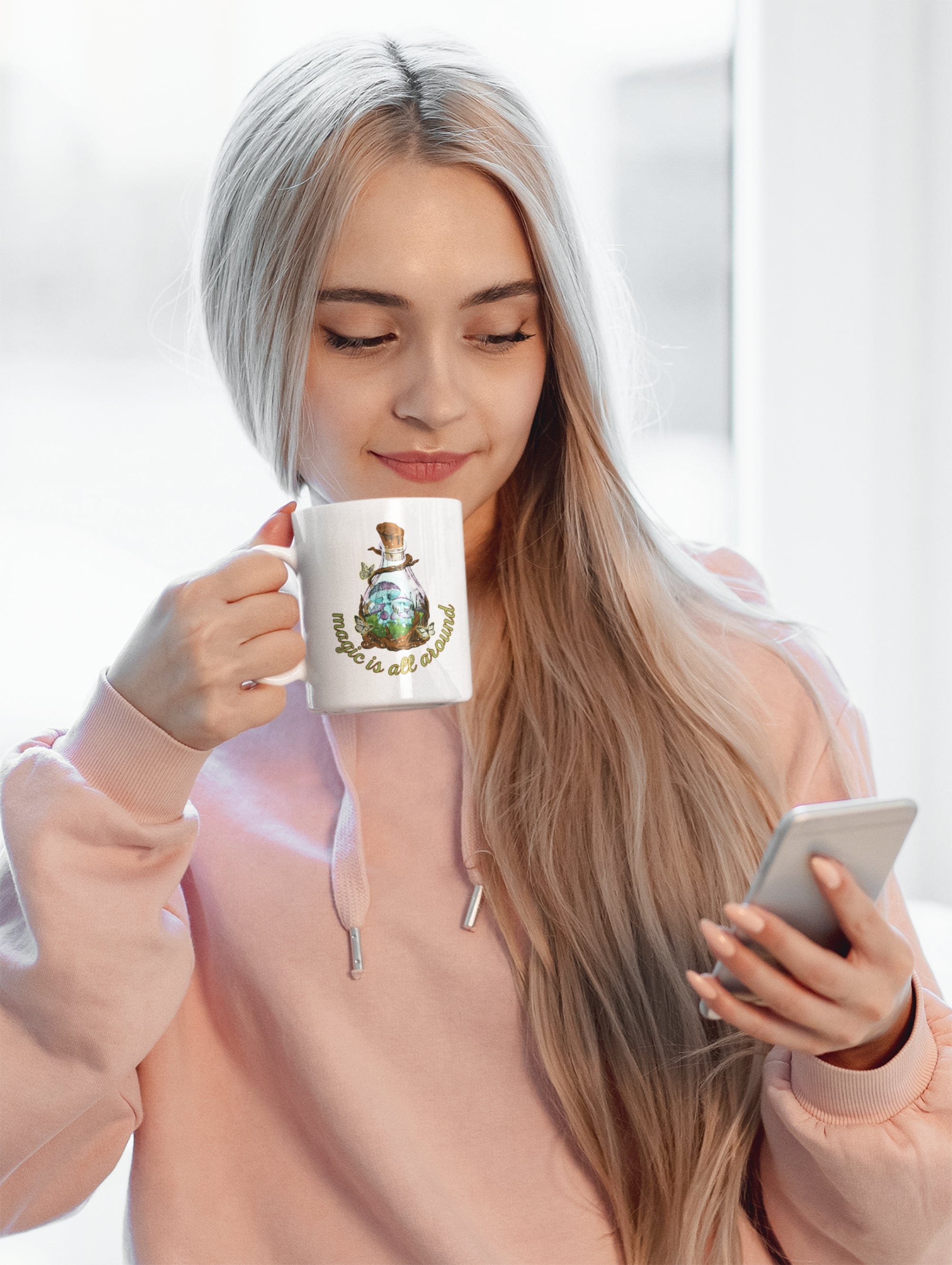 Printify Mug 15oz Coffee Mug, Mushroom Coffee Mug, Cottegecore Mug, Mushroom Gift, Forest Mug, White 15 oz Ceramic, Gift for Her or Him, Free Shipping 96212804058150428880