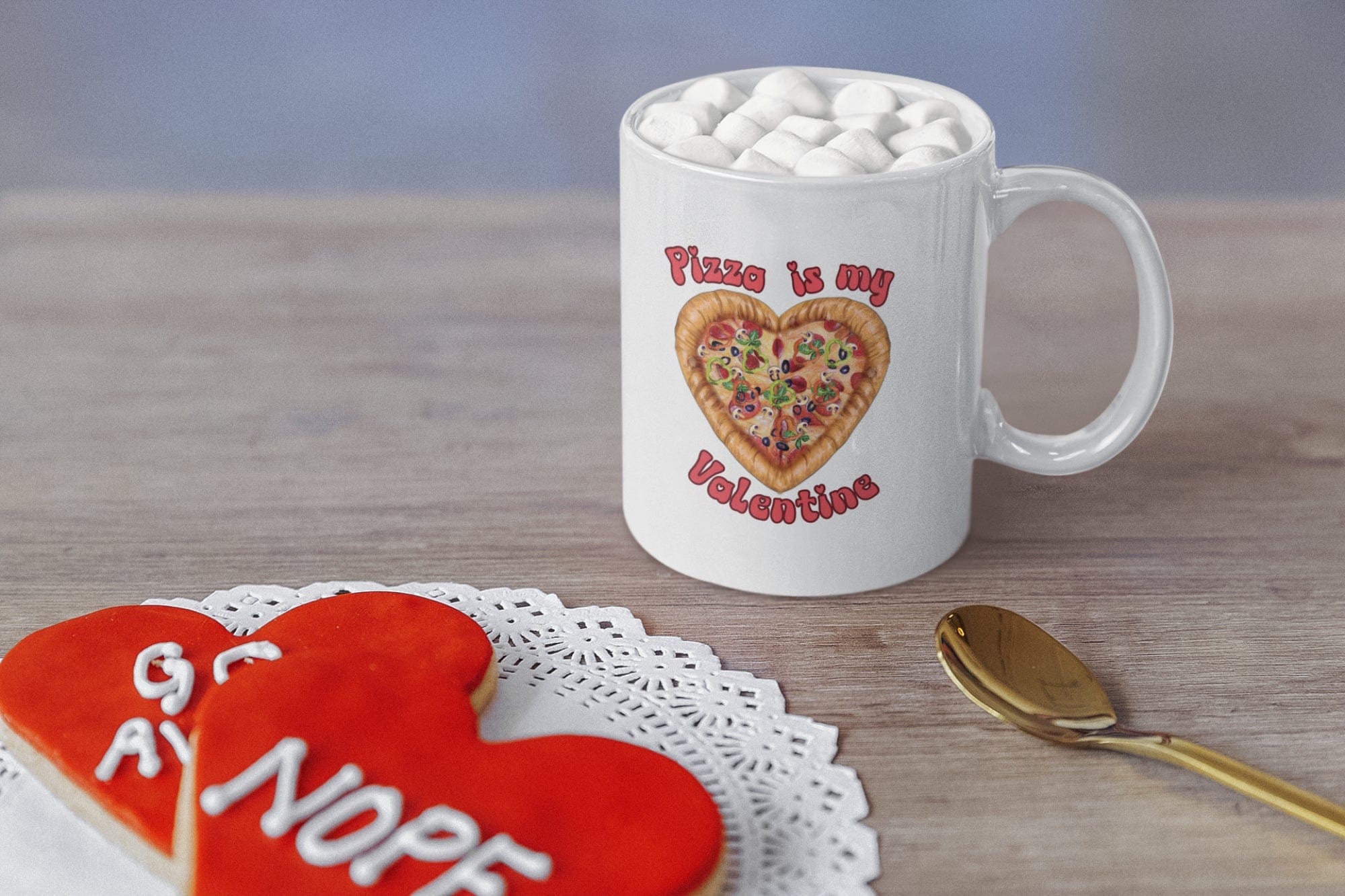Printify Mug 11oz Coffee Mug, Pizza is My Valentine Coffee Mug, Valentine Mug, Valentine Gift, Funny Mug, White 11 oz Ceramic, Gift, Free Shipping 15001880077744343560