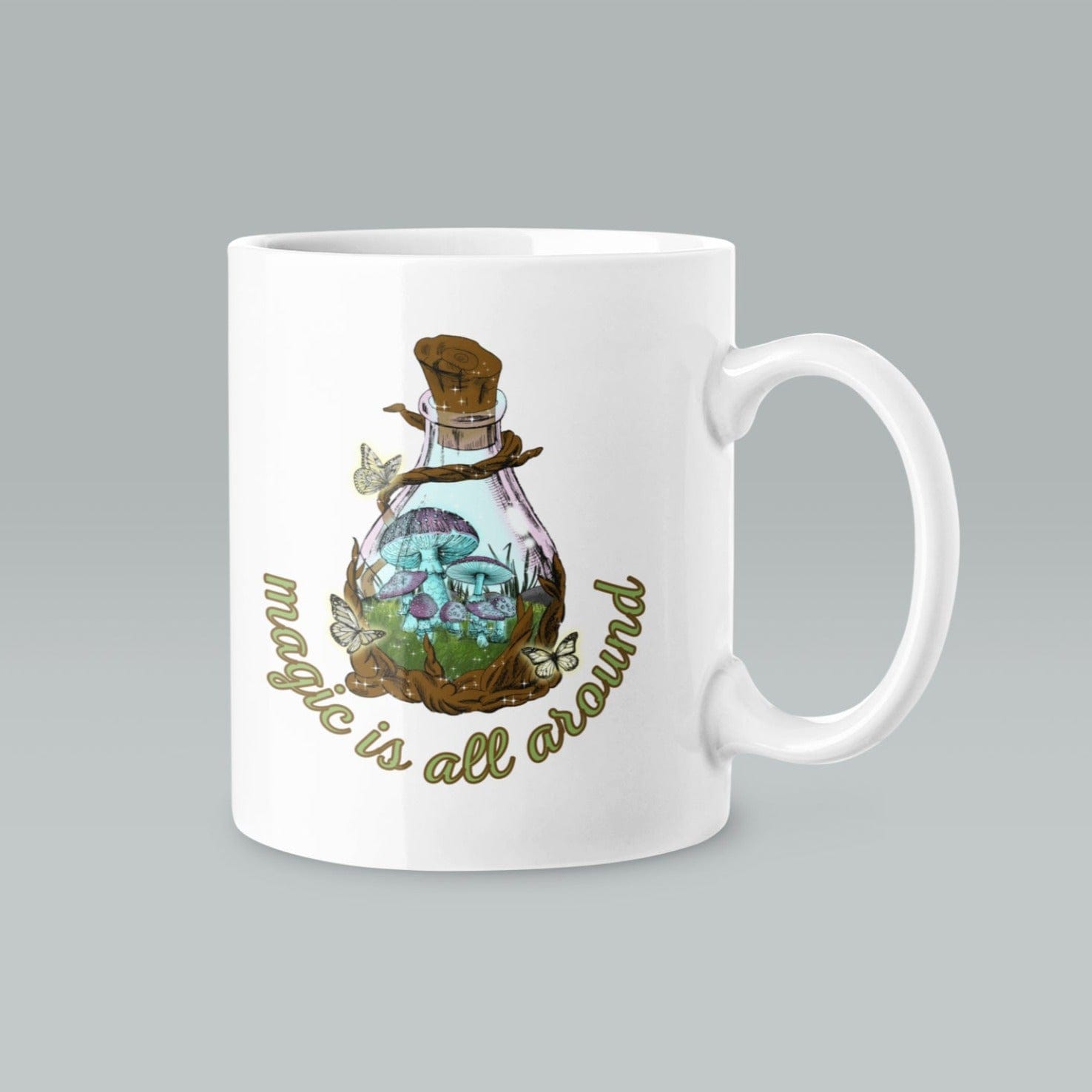 Printify Mug 11oz Coffee Mug, Mushroom Coffee Mug, Cottegecore Mug, Mushroom Gift, Forest Mug, White 11 oz Ceramic, Gift for Her or Him, Free Shipping 23544567944934415721