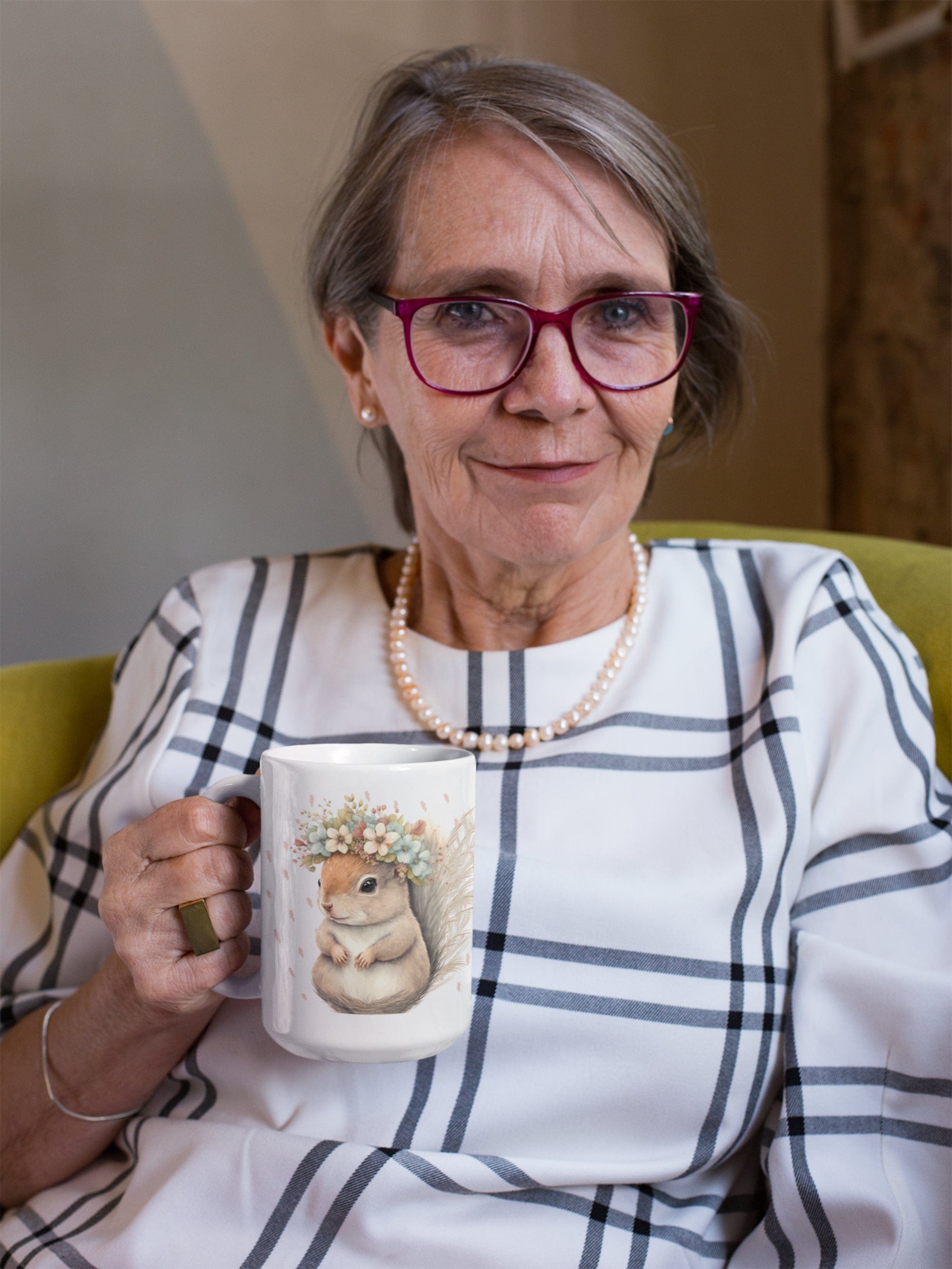 Printify Mug 15oz Coffee Mug, Squirrel Coffee Mug, Squirrel Gift, Cottegecore Mug, Birthday Gift, Boho Mug, White 15 oz Ceramic, Gift for Her, Free Shipping 15173126082034148322