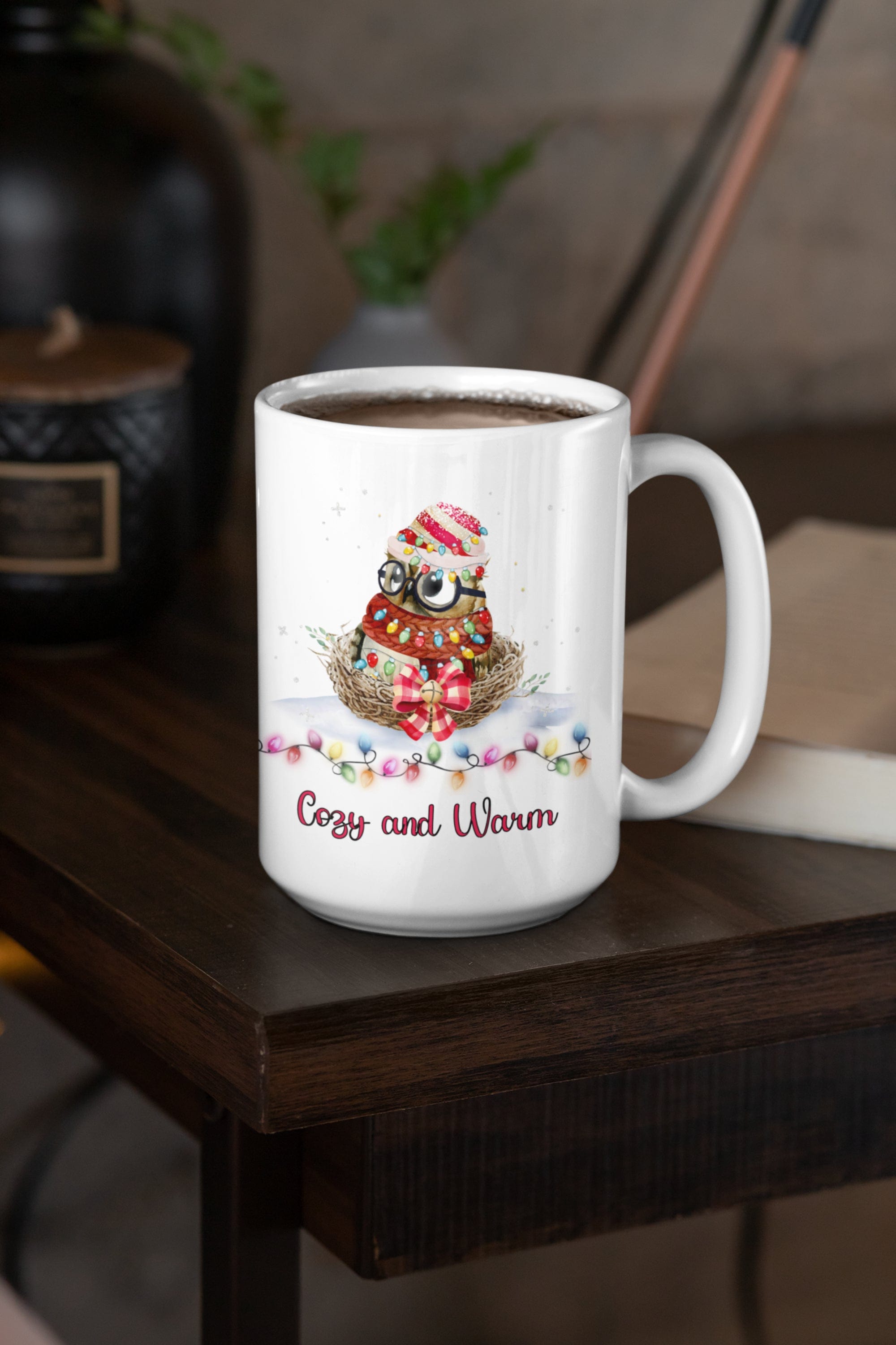 Printify Mug 15oz Coffee Mug, Owl in Nest, Owl Coffee mug, Christmas Coffee Mug Gift , White 15 oz Ceramic, Gift for Her, Cute Mug, Free Shipping 17181274095613603937