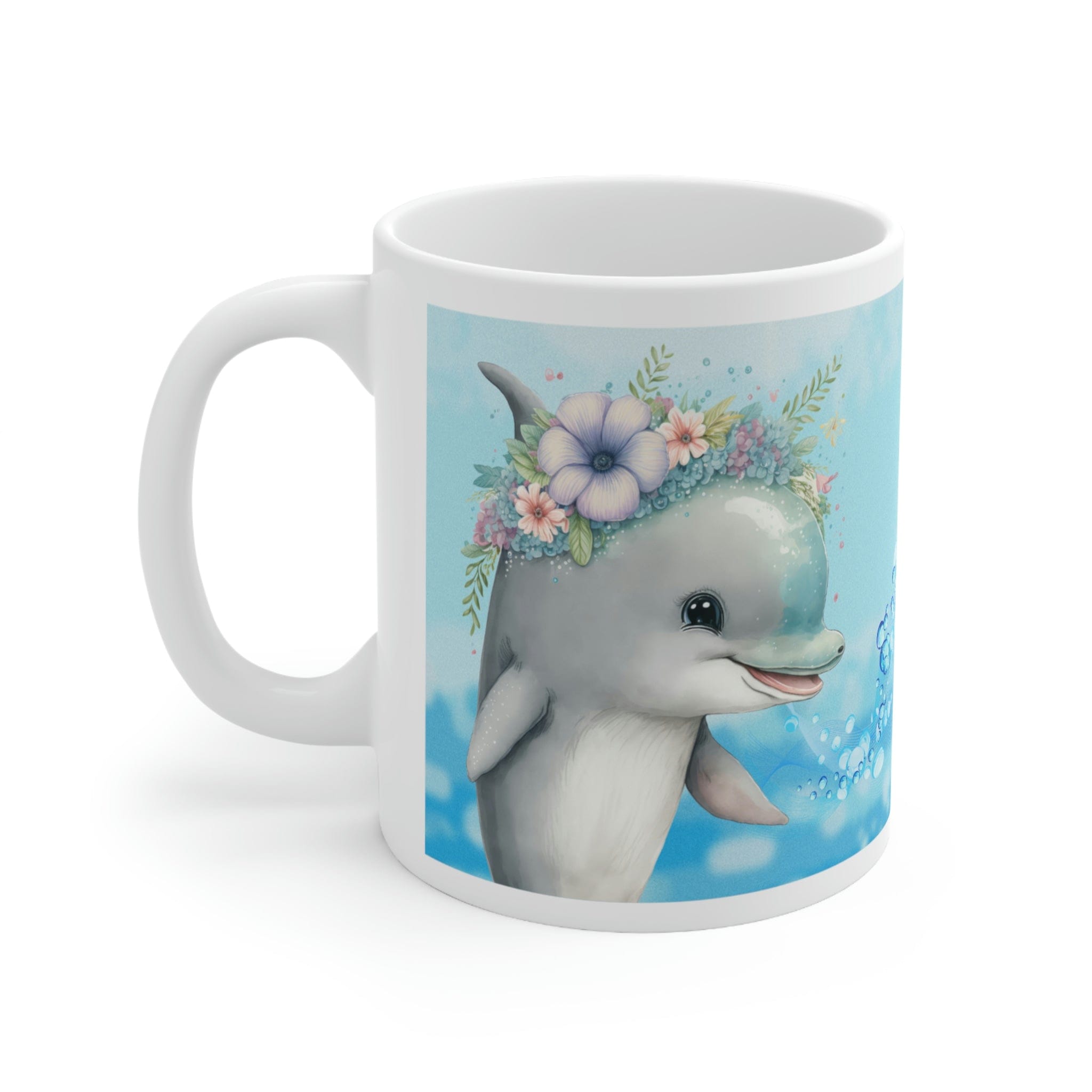 Printify Mug 11oz Coffee Mug, Dolphin Coffee Mug, Dolphin Gift, Ocean Mug, Birthday Gift, Animal Mug, White 11 oz Ceramic, Gift for Her 47594375742745002442