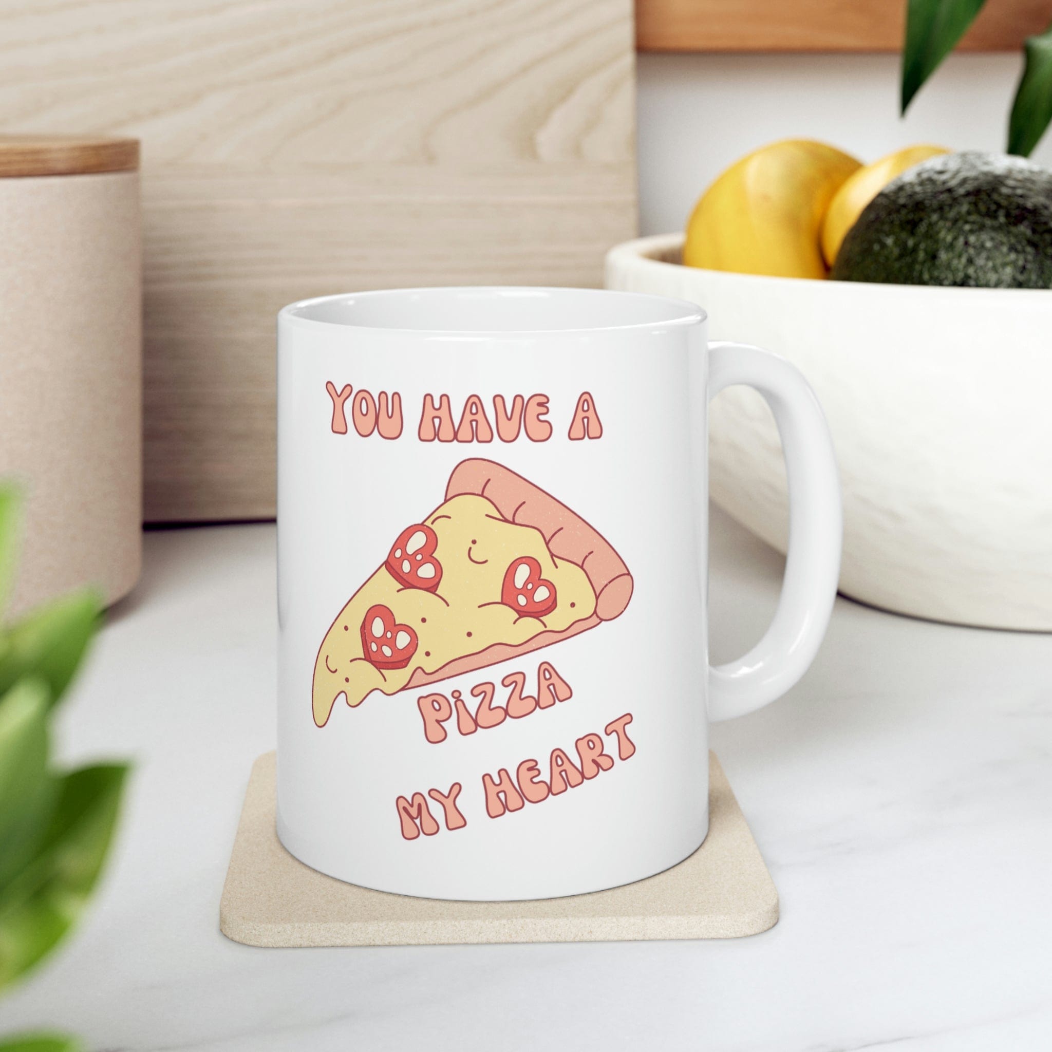 Printify Mug 11oz Coffee Mug, Valentine Pizza Coffee Mug, Valentine Mug, Valentine Gift, Funny Mug, White 11 oz Ceramic, Gift for Her or Him, Free Shipping 10977726663445709827