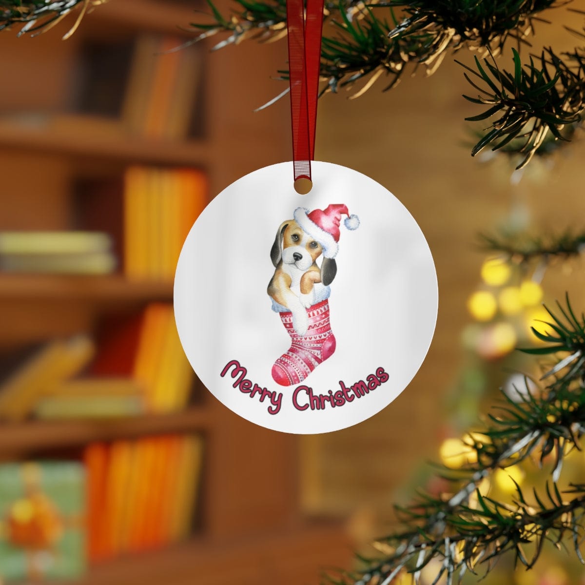Printify Home Decor Round / One Size Christmas Ornament, Beagle Christmas Ornament, Dog Lover Gift, Beagle Gift,  Dog Christmas Ornament, Holiday Decor 21493107721341272955