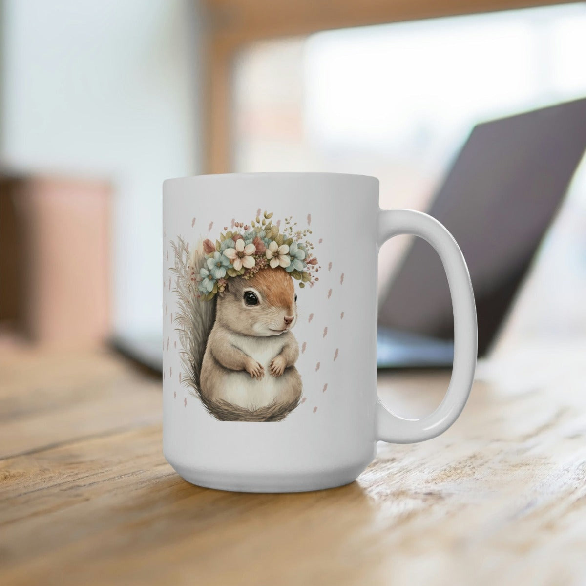 Printify Mug 15oz Coffee Mug, Squirrel Coffee Mug, Squirrel Gift, Cottegecore Mug, Birthday Gift, Boho Mug, White 15 oz Ceramic, Gift for Her, Free Shipping 15173126082034148322