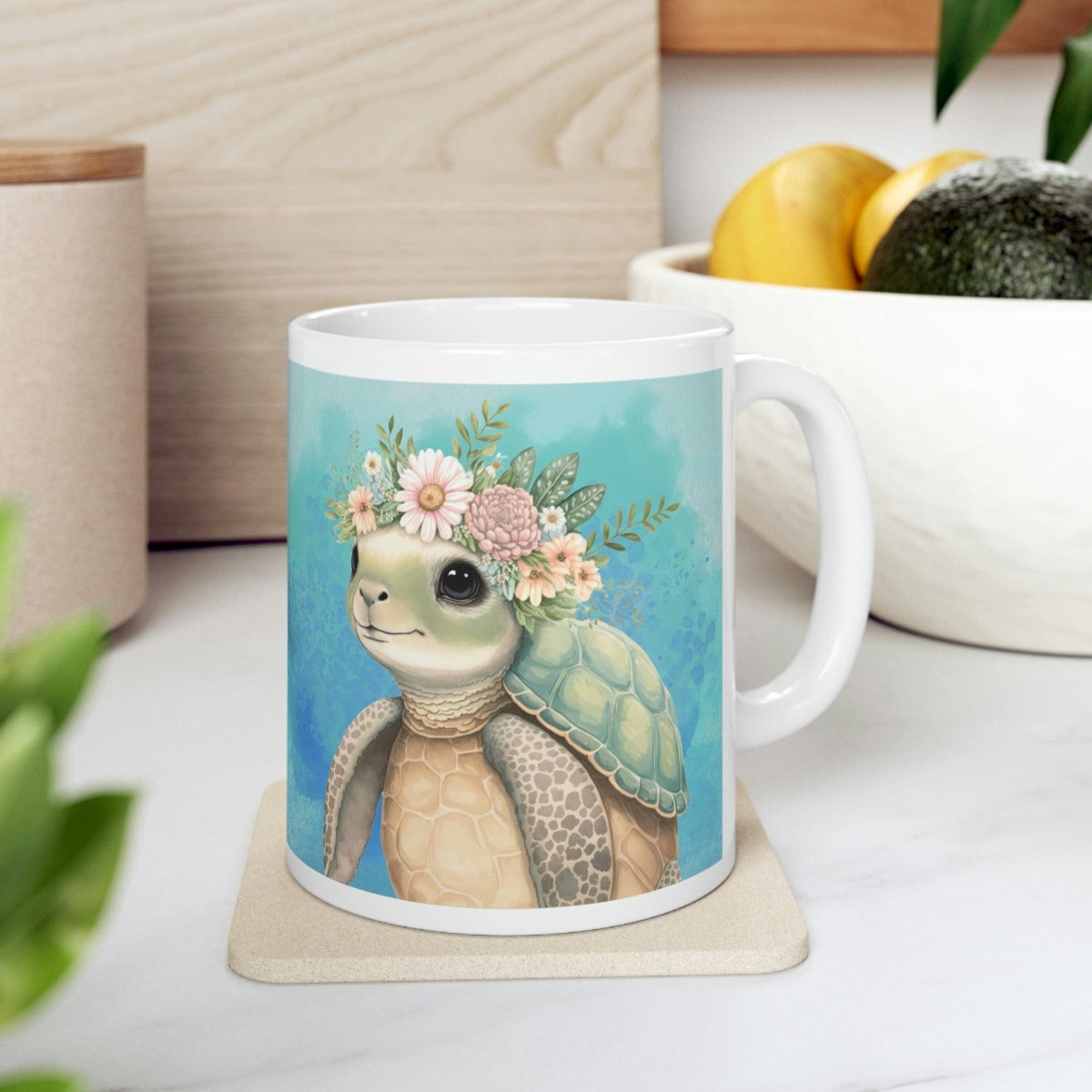 Printify Mug 11oz Coffee Mug, Turtle Coffee Mug, Turtle Gift, Sea Turtle Mug, Birthday Gift, Ocean Mug, White 11 oz Ceramic, Gift for Her, Free Shipping 13404971023114365858