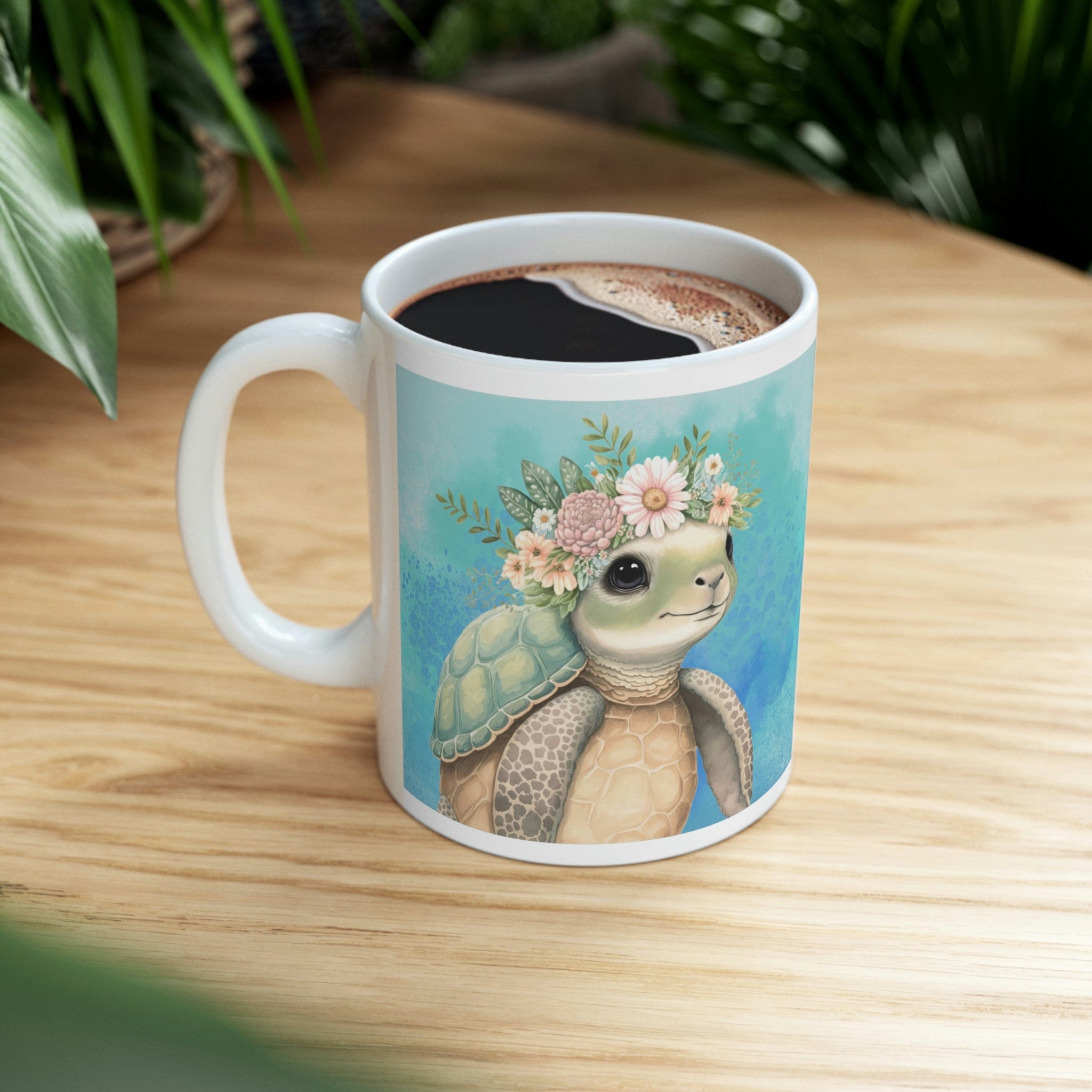 Printify Mug 11oz Coffee Mug, Turtle Coffee Mug, Turtle Gift, Sea Turtle Mug, Birthday Gift, Ocean Mug, White 11 oz Ceramic, Gift for Her, Free Shipping 13404971023114365858