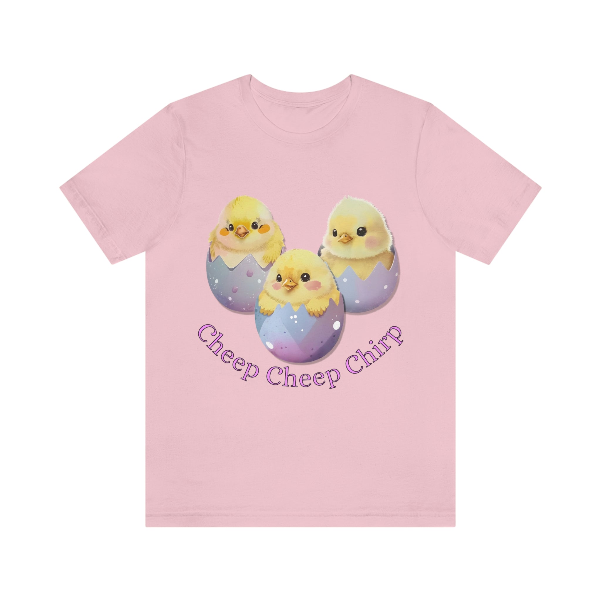 Printify T-Shirt Pink / S Woman's shirt, Chicks in Eggs Shirt, Chicks Shirt, Easter Shirt, Unisex Short Sleeve Tee, Graphic Tee, Gift for Her 10733707549812824193