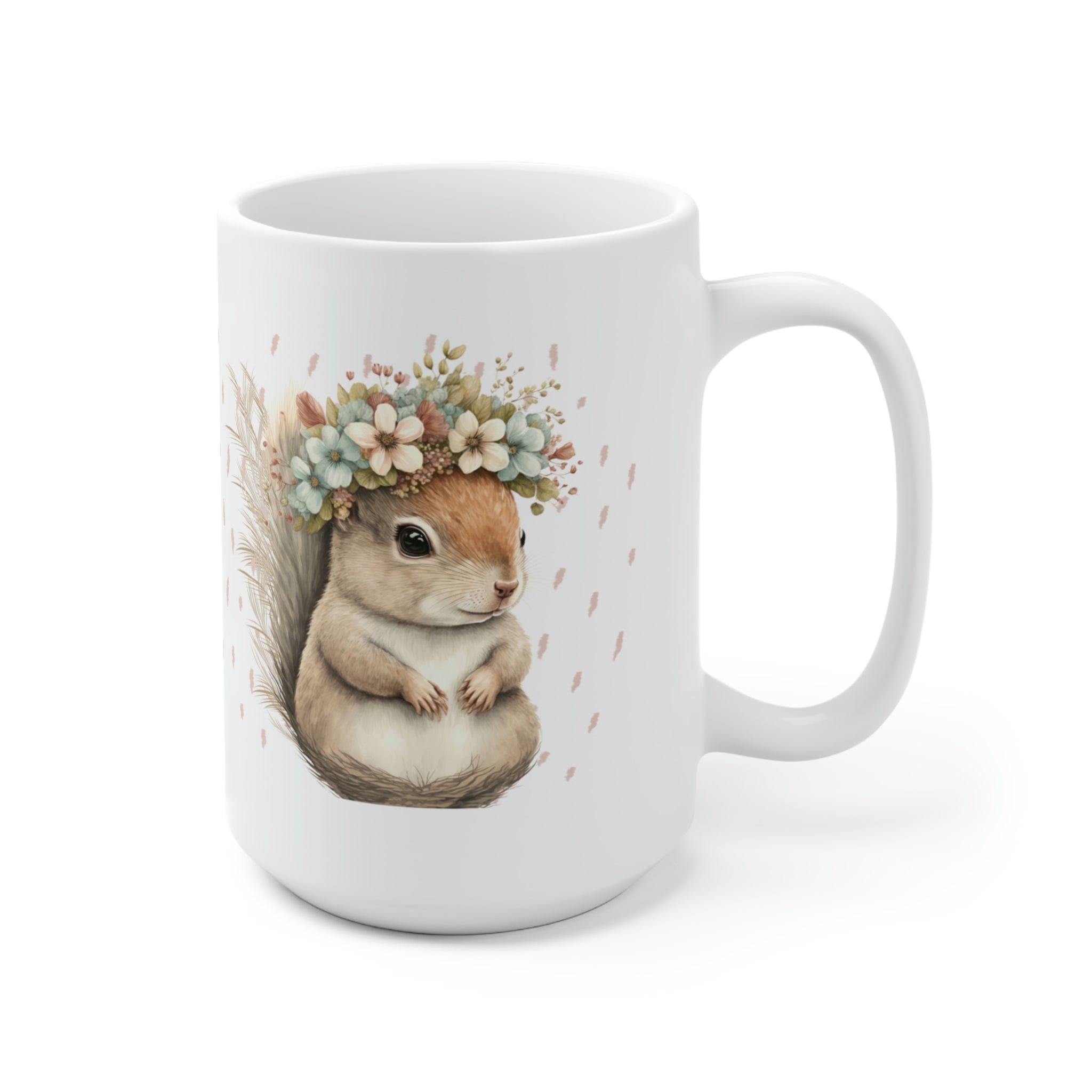 Printify Mug 15oz Coffee Mug, Squirrel Coffee Mug, Squirrel Gift, Cottegecore Mug, Birthday Gift, Boho Mug, White 15 oz Ceramic, Gift for Her, Free Shipping 15173126082034148322
