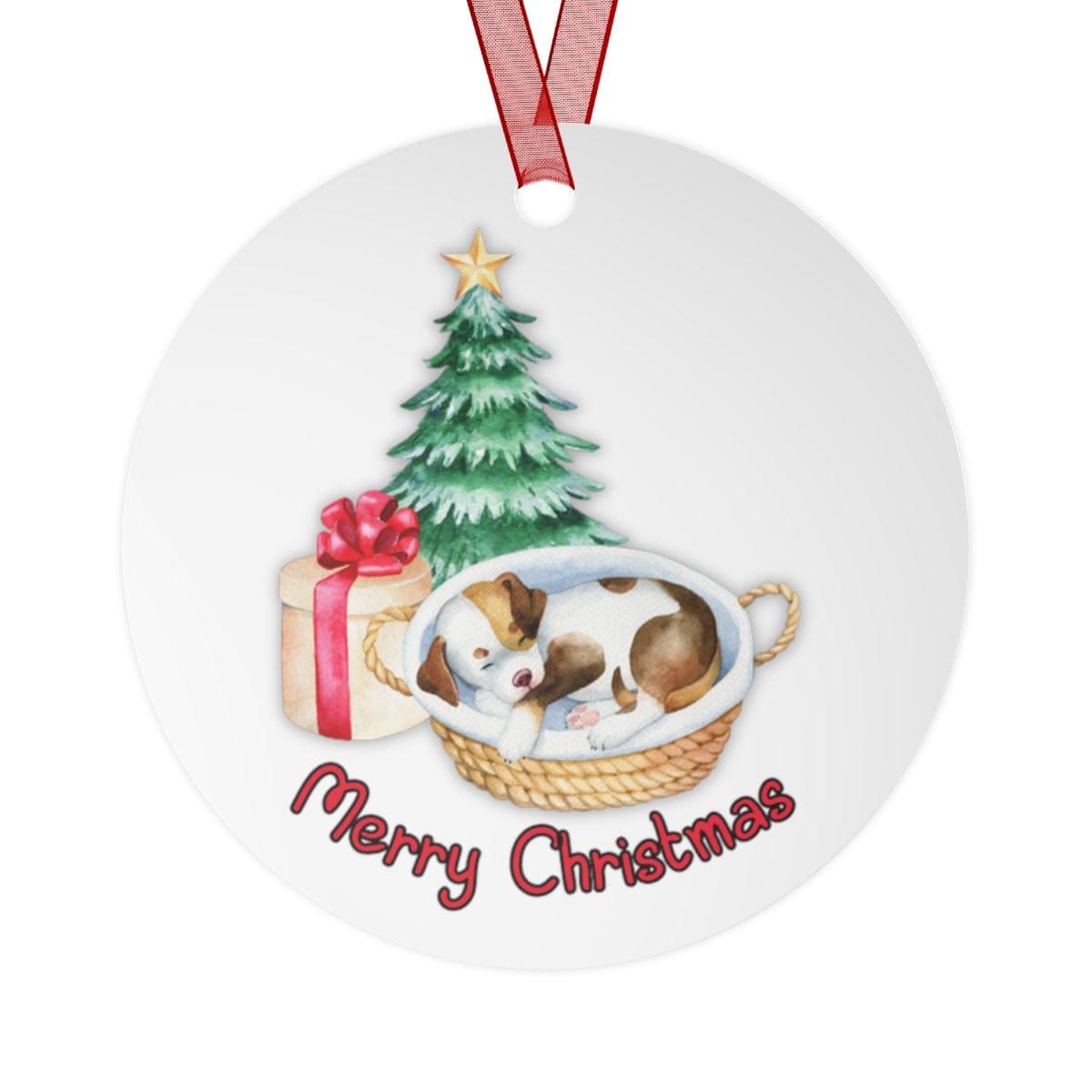 Printify Home Decor Round / One Size Christmas Ornament, Puppy Christmas Ornament, Puppy Gift, Dog Lover Gift, Custom Ornament, Puppy Ornament 15700473964203517961