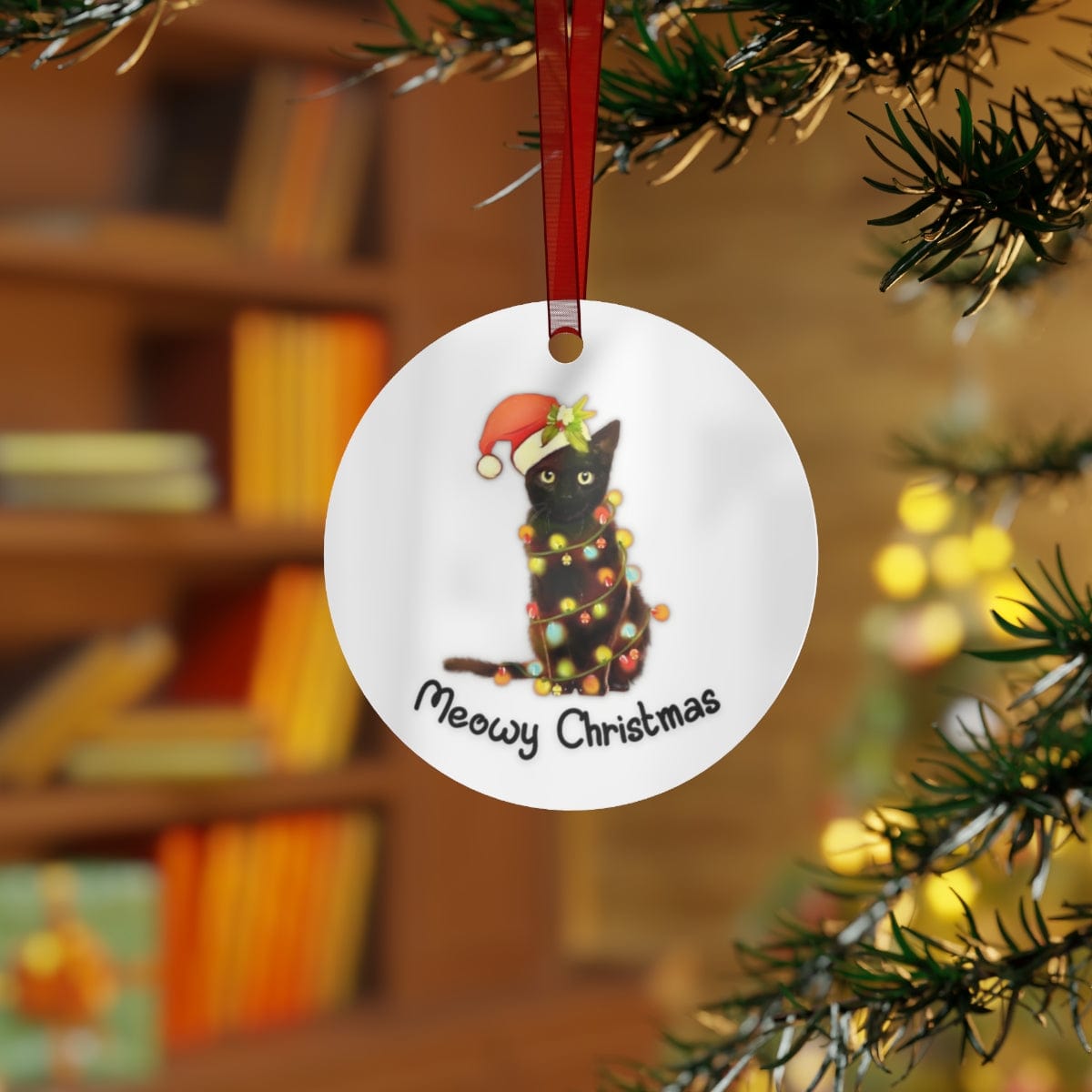 Printify Home Decor Round / One Size Christmas Ornament, Cat Christmas Ornament, Cat Lover Gift, Cat Gift, Cat Ornament. 44573989676928818328