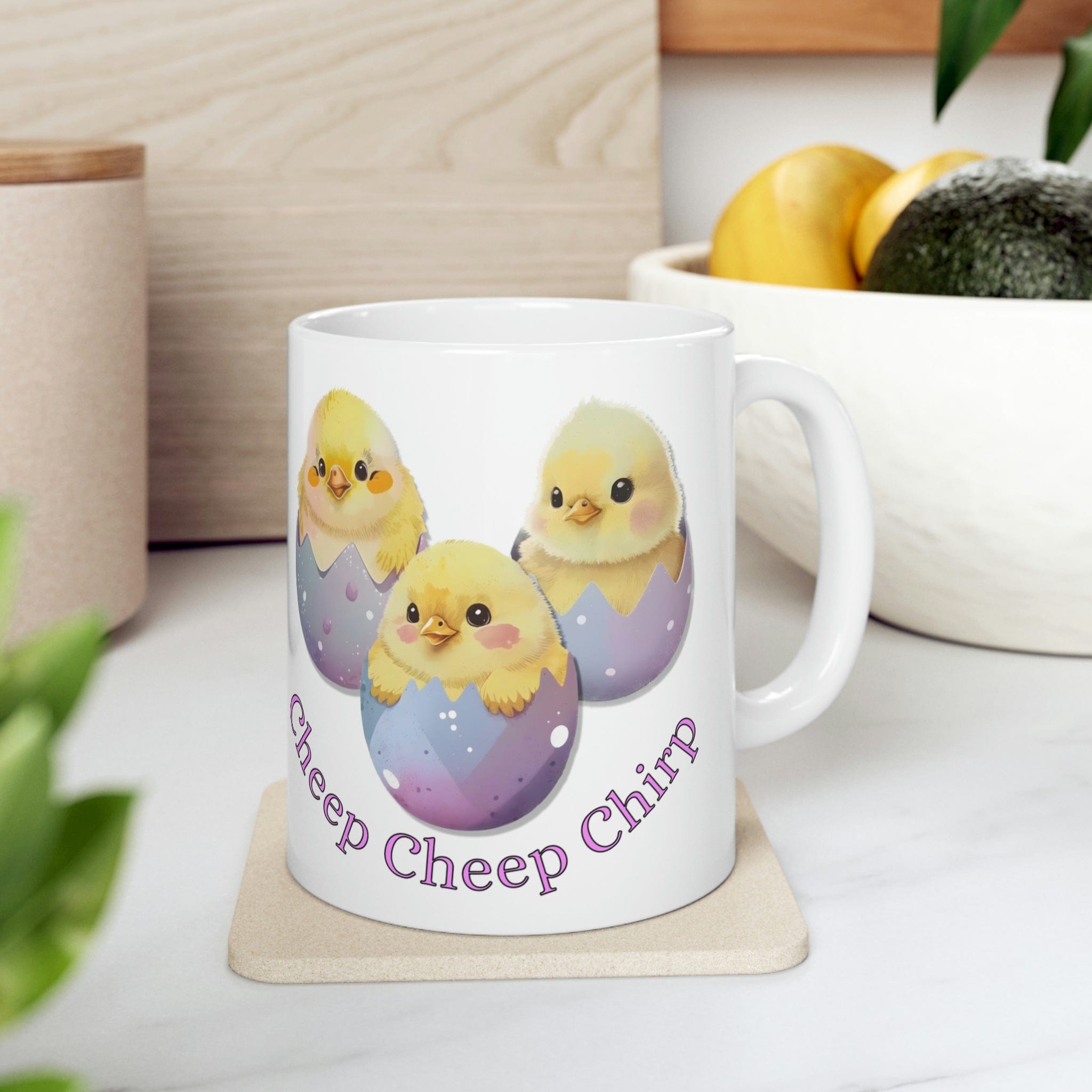 Printify Mug 11oz Coffee Mug, Chick in Egg Mug, Cute Chick Mug, Easter Coffee Mug, Easter Mug , Birthday Gift, White 11 oz Ceramic, Gift for Her 24720180671114643463
