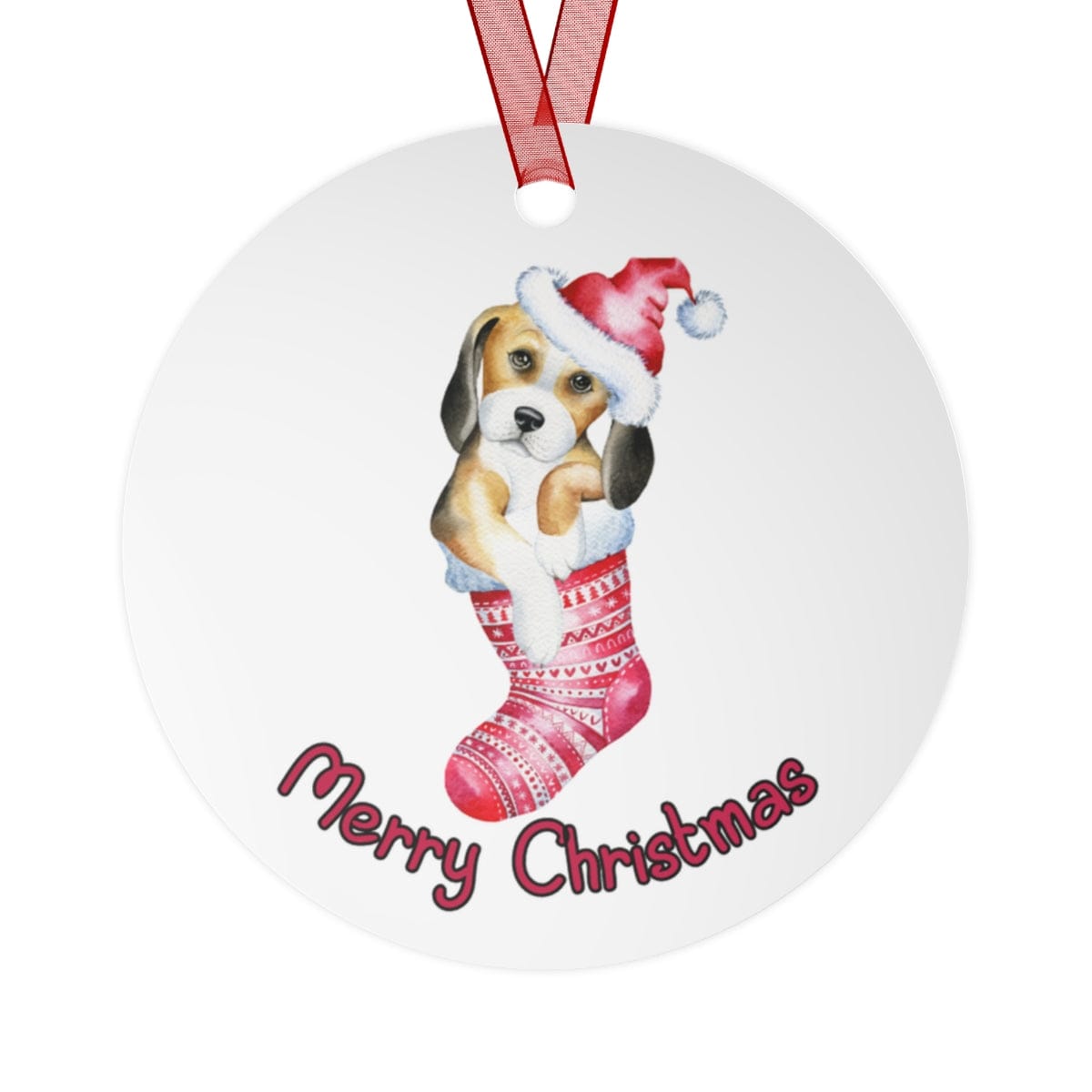 Printify Home Decor Round / One Size Christmas Ornament, Beagle Christmas Ornament, Dog Lover Gift, Beagle Gift,  Dog Christmas Ornament, Holiday Decor 21493107721341272955