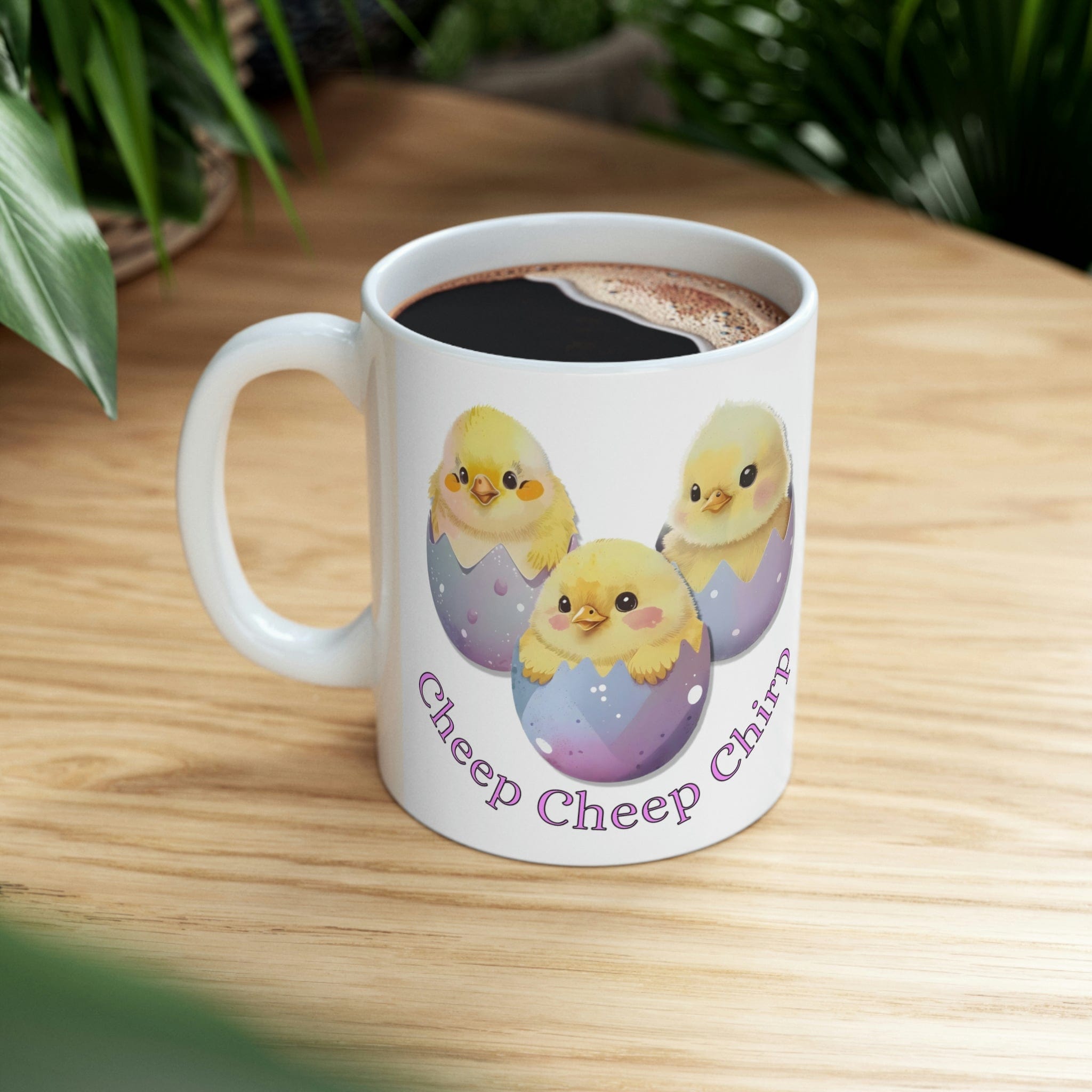 Printify Mug 11oz Coffee Mug, Chick in Egg Mug, Cute Chick Mug, Easter Coffee Mug, Easter Mug , Birthday Gift, White 11 oz Ceramic, Gift for Her 24720180671114643463