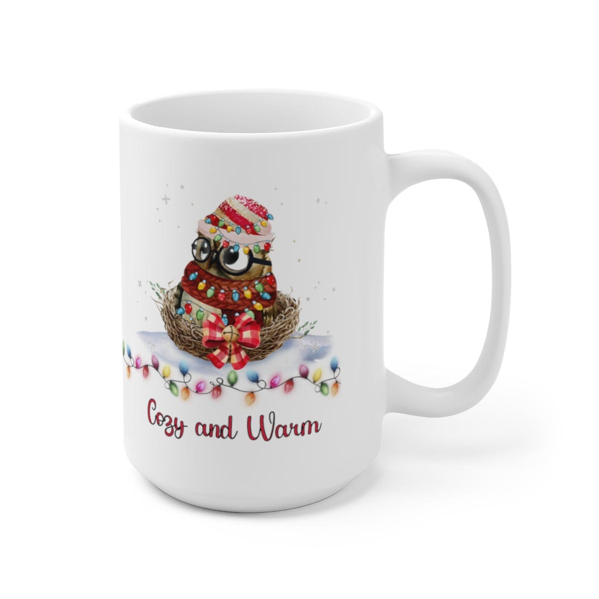 Printify Mug 15oz Coffee Mug, Owl in Nest, Owl Coffee mug, Christmas Coffee Mug Gift , White 15 oz Ceramic, Gift for Her, Cute Mug, Free Shipping 17181274095613603937