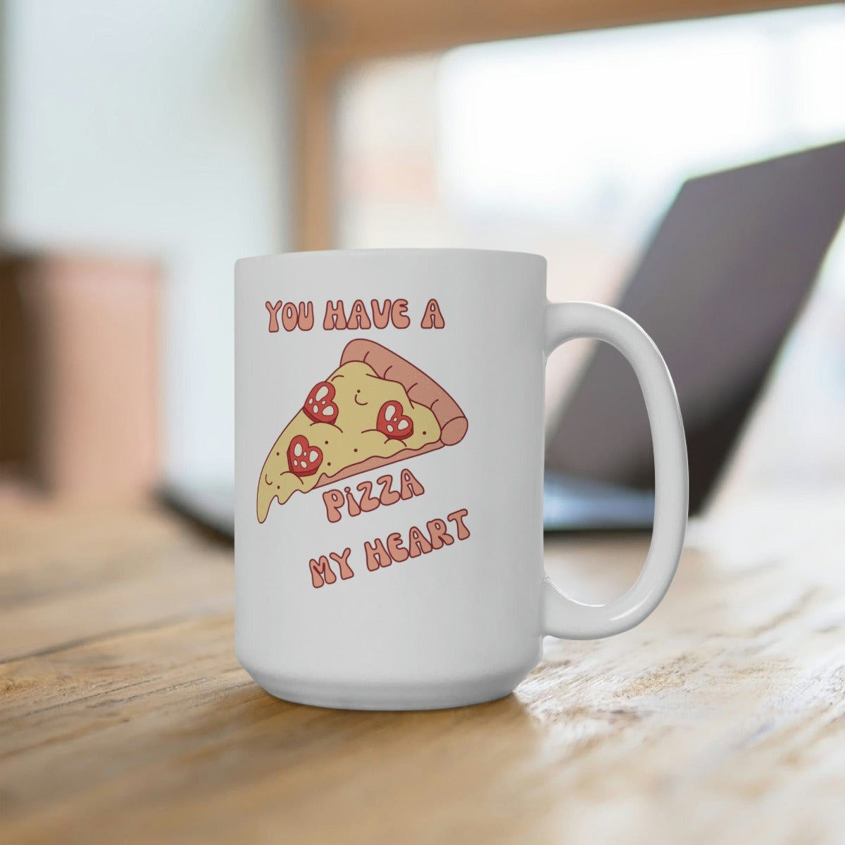 Printify Mug 15oz Coffee Mug, Valentine Pizza Coffee Mug, Valentine Mug, Valentine Gift, Funny Mug, White 15oz Ceramic, Gift for Her or Him, Free Shipping 15835483172632396732