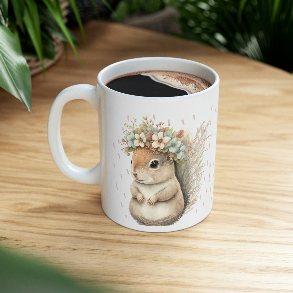 Printify Mug 11oz Coffee Mug, Squirrel Coffee Mug, Squirrel Gift, Cottegecore Mug, Birthday Gift, Boho Mug, White 11 oz Ceramic, Gift for Her, Free Shipping 17704572624470202285