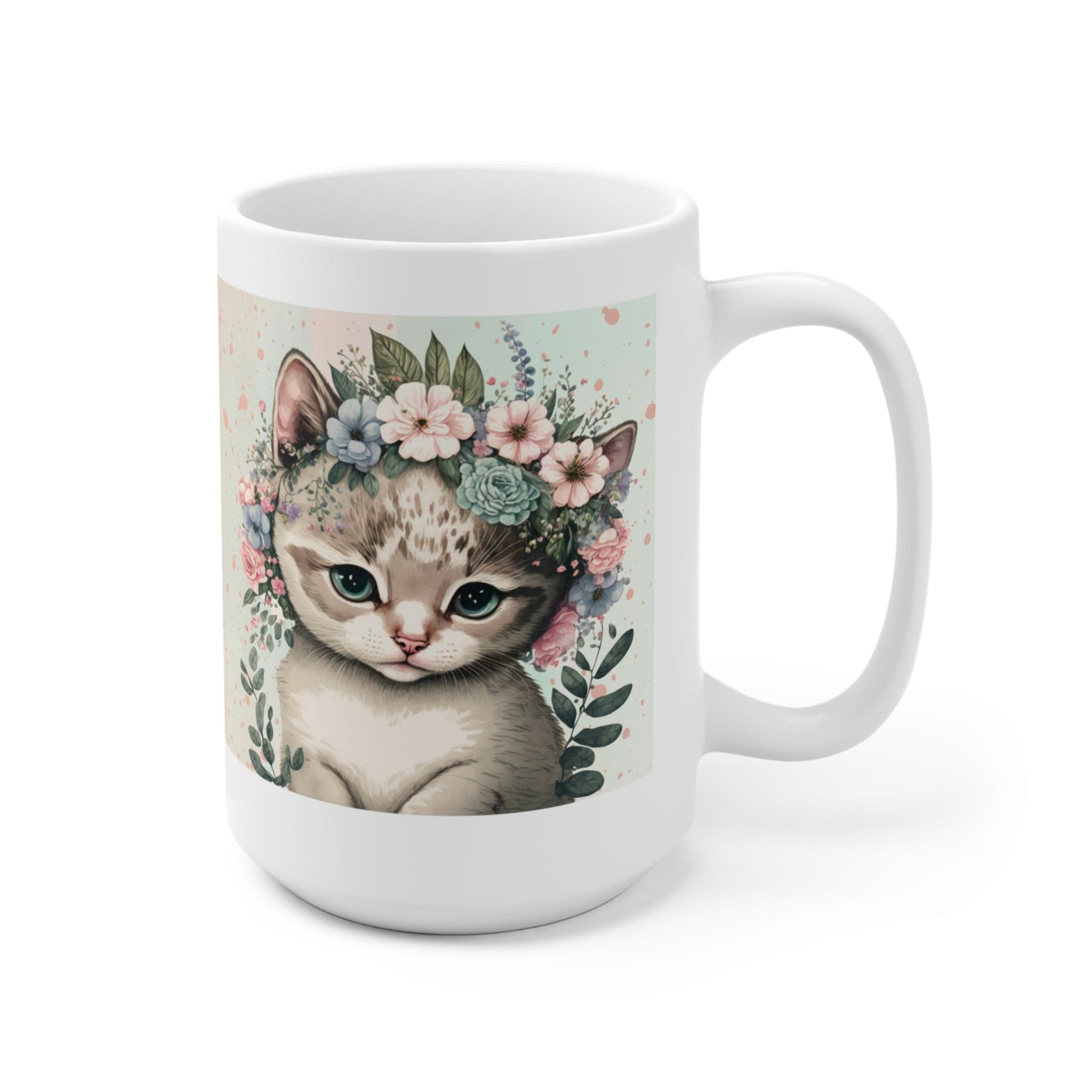 Printify Mug 15oz Coffee Mug, Cat Coffee Mug, Cat Gift, Kitten Mug, Birthday Gift, Animal Mug, White 15 oz Ceramic, Gift for Her, Free Shipping 28973988729945849614