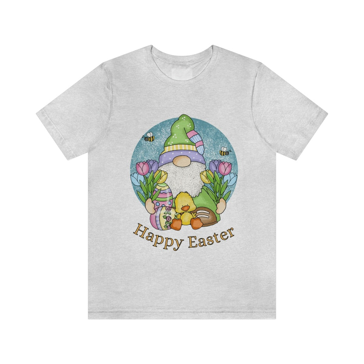 Printify T-Shirt Ash / S Woman's shirt, Happy Easter Shirt, Gnome Shirt, Easter Shirt, Unisex Short Sleeve Tee, Graphic Tee, Gift for Her 84950319965458021789
