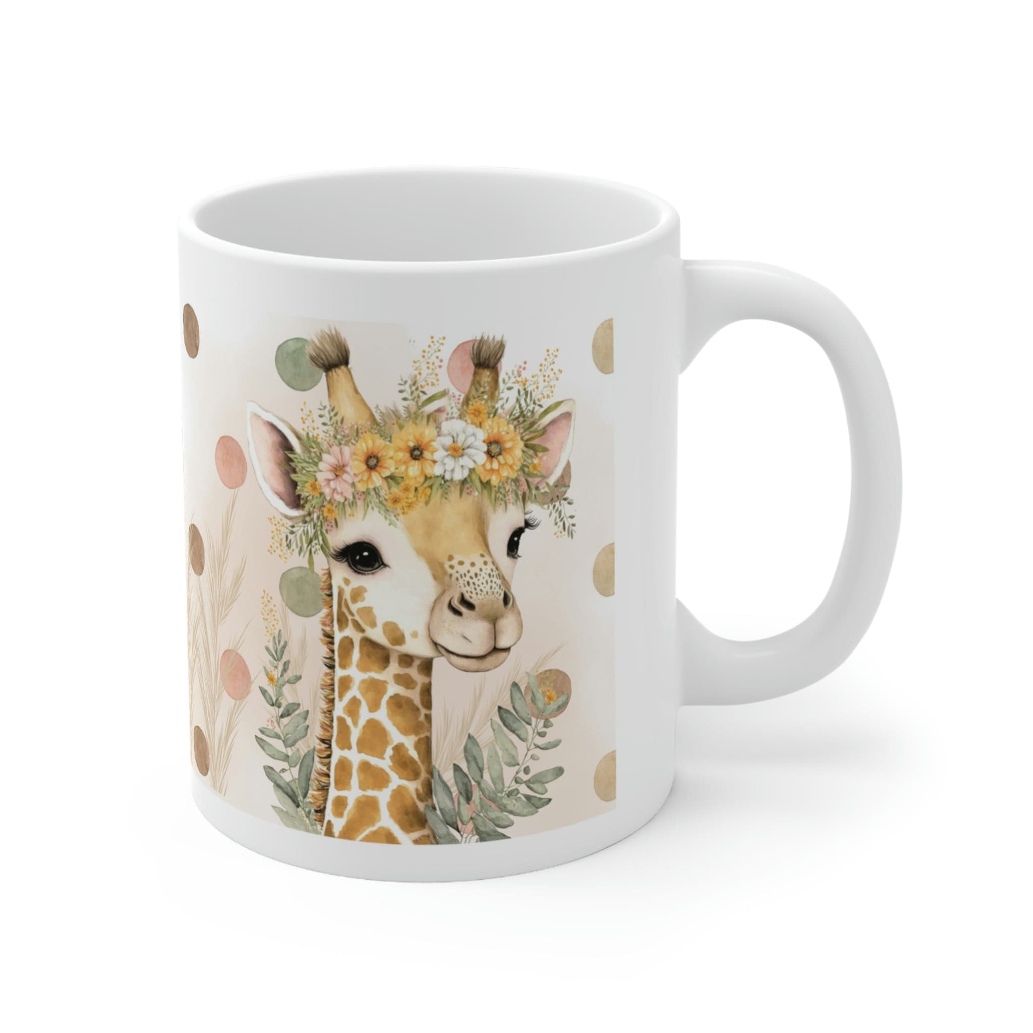 Printify Mug 11oz Coffee Mug, Giraffe Coffee Mug, Giraffe Gift, Cottegecore Mug, Birthday Gift, Boho Mug, White 11 oz Ceramic, Gift for Her, Free Shipping 19275052797016345036