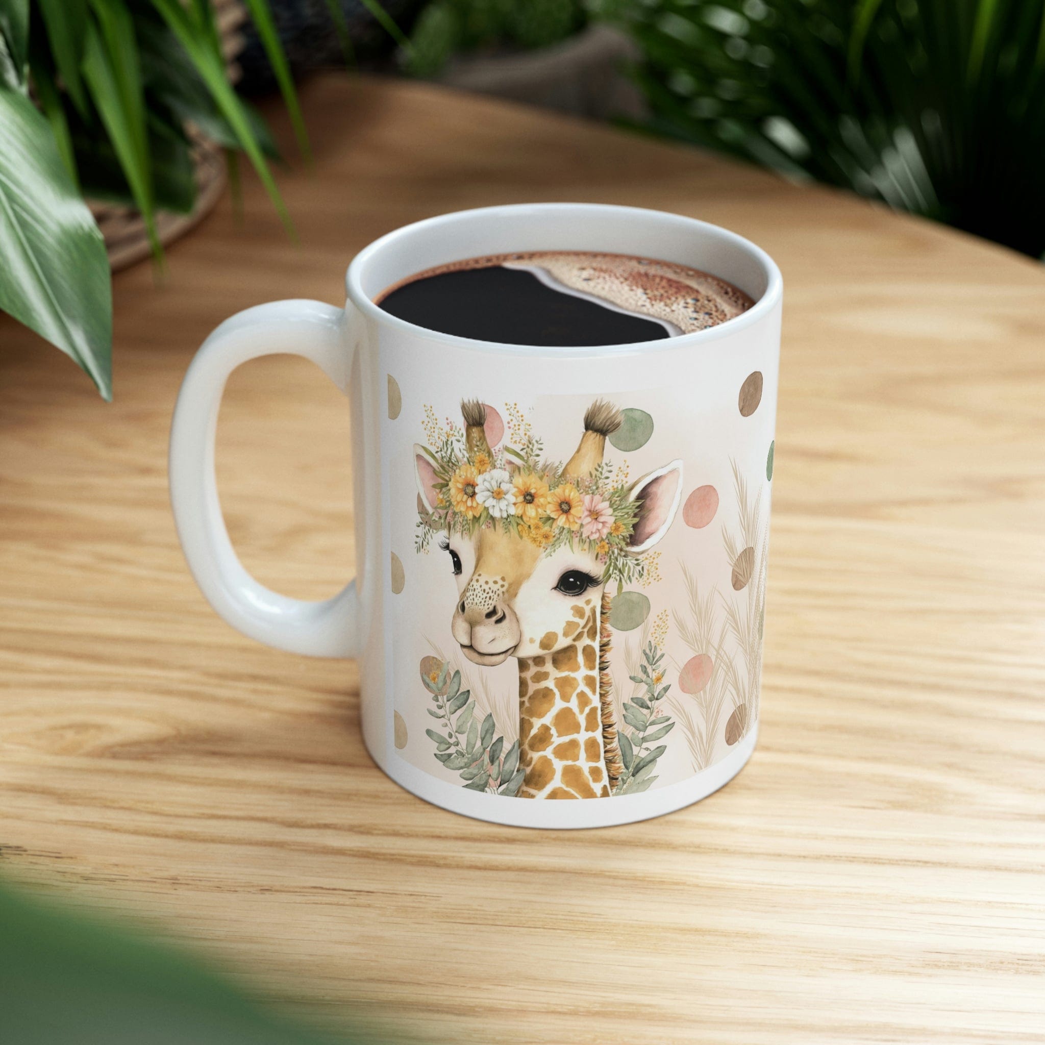 Printify Mug 11oz Coffee Mug, Giraffe Coffee Mug, Giraffe Gift, Cottegecore Mug, Birthday Gift, Boho Mug, White 11 oz Ceramic, Gift for Her, Free Shipping 19275052797016345036