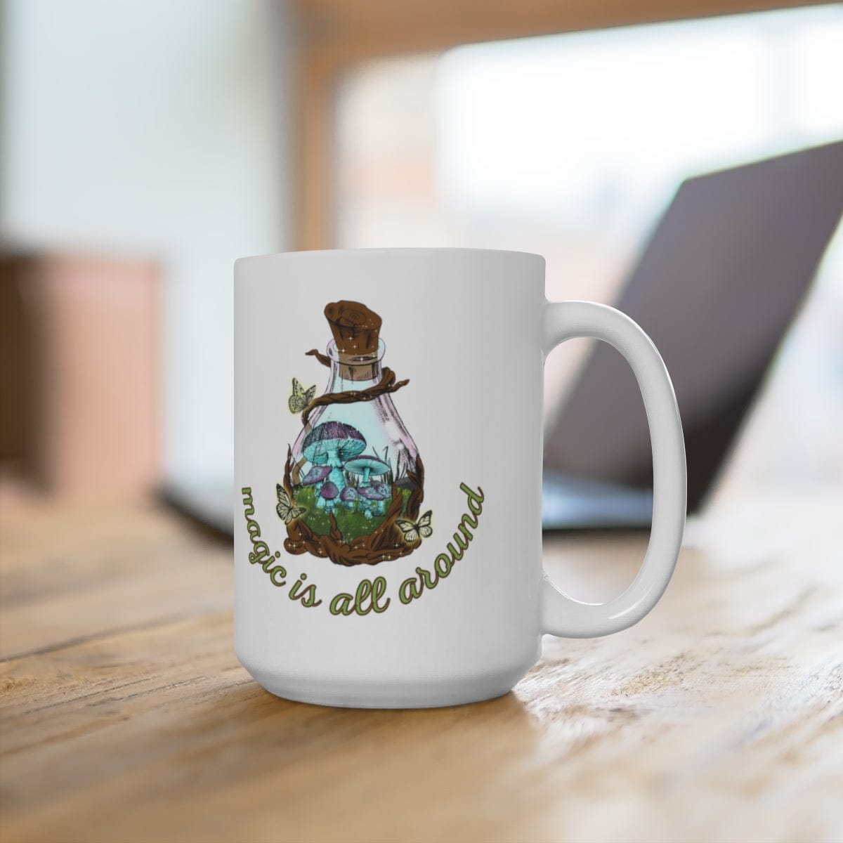 Printify Mug 15oz Coffee Mug, Mushroom Coffee Mug, Cottegecore Mug, Mushroom Gift, Forest Mug, White 15 oz Ceramic, Gift for Her or Him, Free Shipping 96212804058150428880