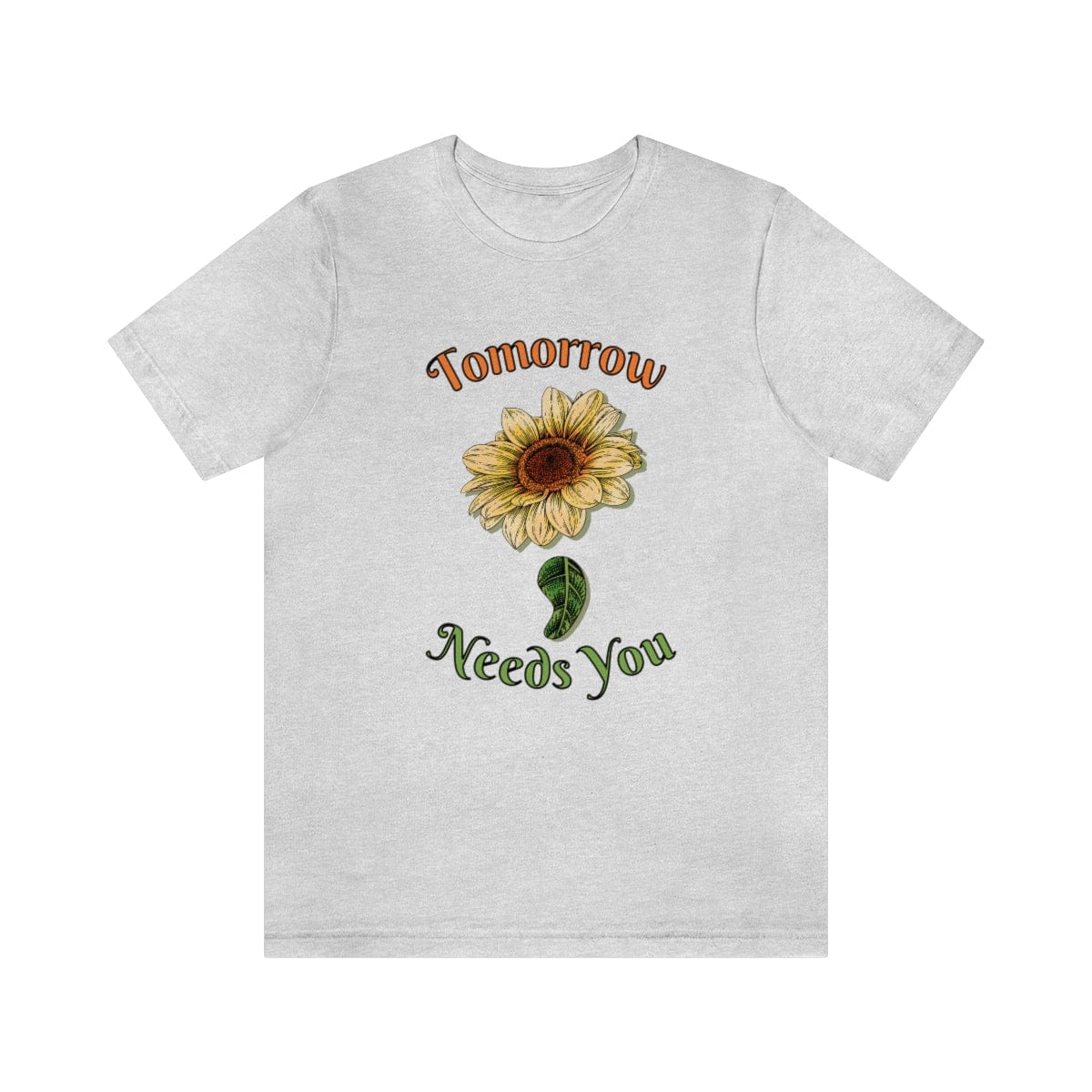 Printify T-Shirt Ash / S Semicolon shirt, Mental Health Shirt, Unisex Short Sleeve Tee, Graphic Tee, Inspirational Shirt 55027536655425789880