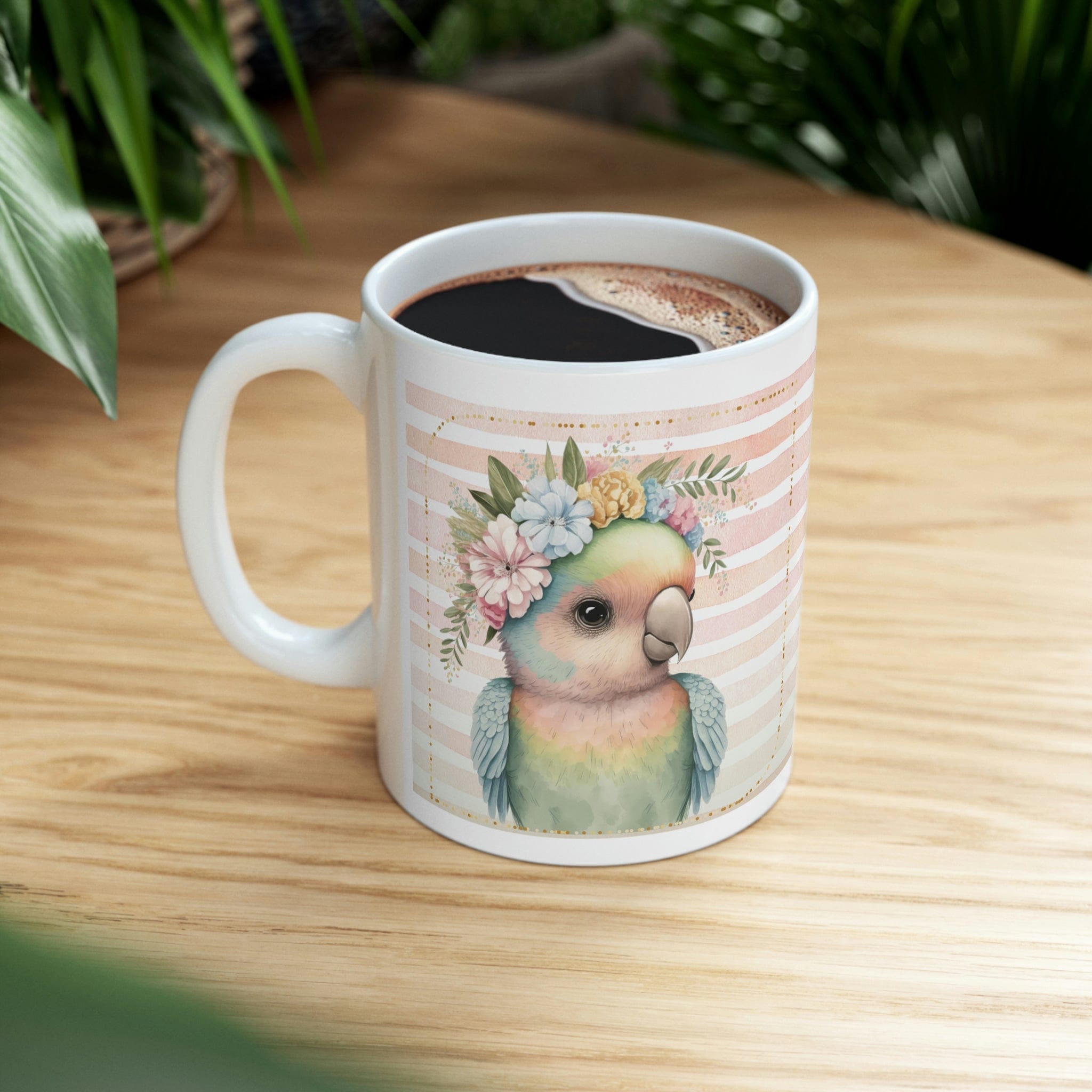 Printify Mug 11oz Coffee Mug, Parrot Coffee Mug, Parrot Gift, Bird Mug, Birthday Gift, Animal Mug, White 11 oz Ceramic, Gift for Her, Free Shipping 21674928858064785745