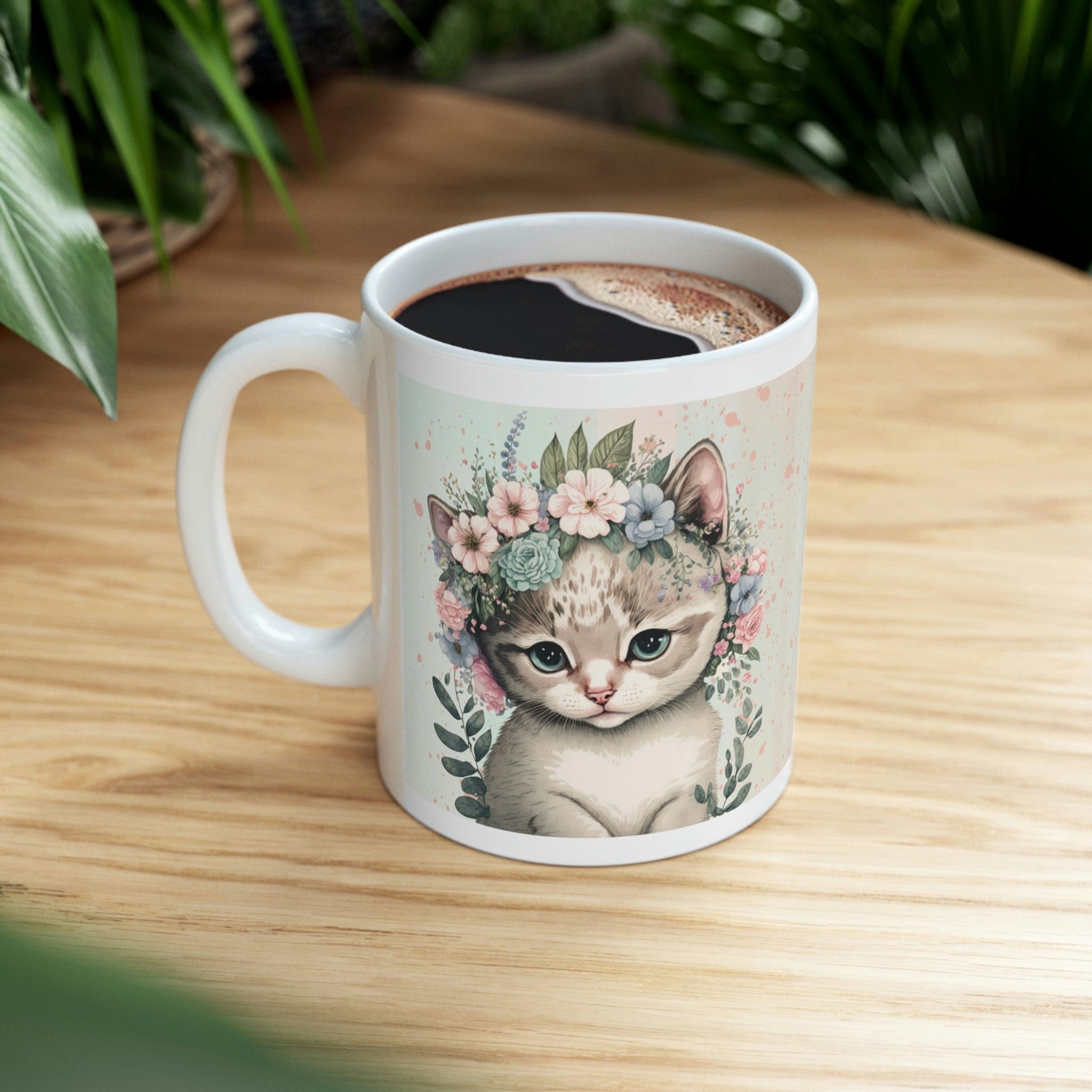 Printify Mug 11oz Coffee Mug, Cat Coffee Mug, Cat Gift, Kitten Mug, Birthday Gift, Animal Mug, White 11 oz Ceramic, Gift for Her 20425422407467407695