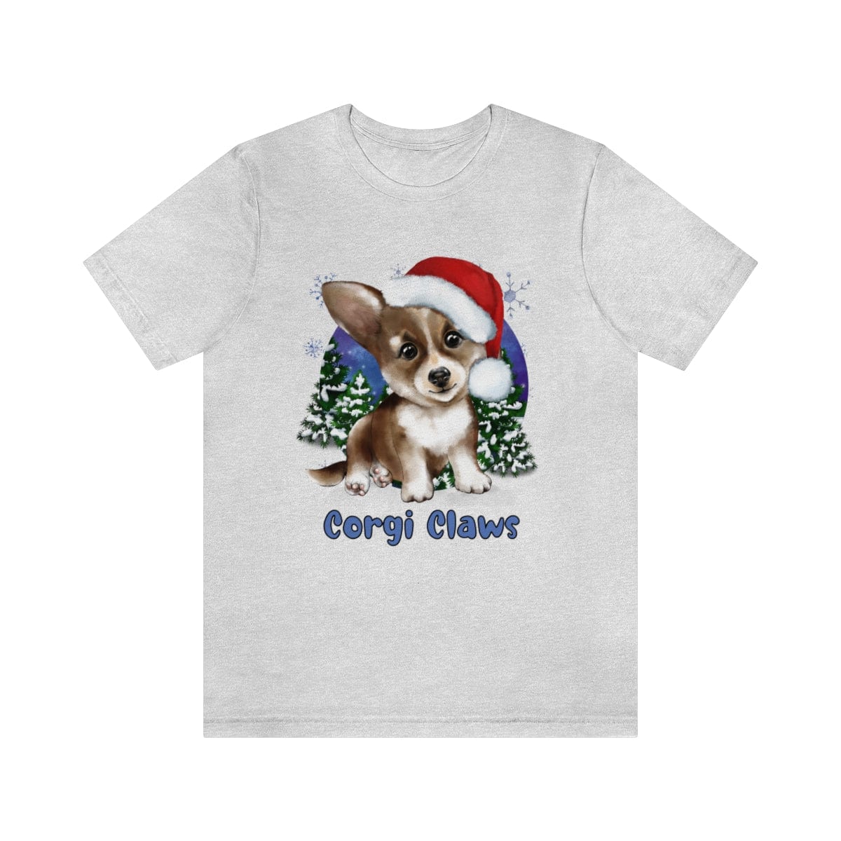 Printify T-Shirt Ash / S Corgi Dog Shirt, Shirt for Women, Winter T-shirts, Unisex Short Sleeve Tee, Cute Winter Shirts, Gift Teen 27855596252023263728