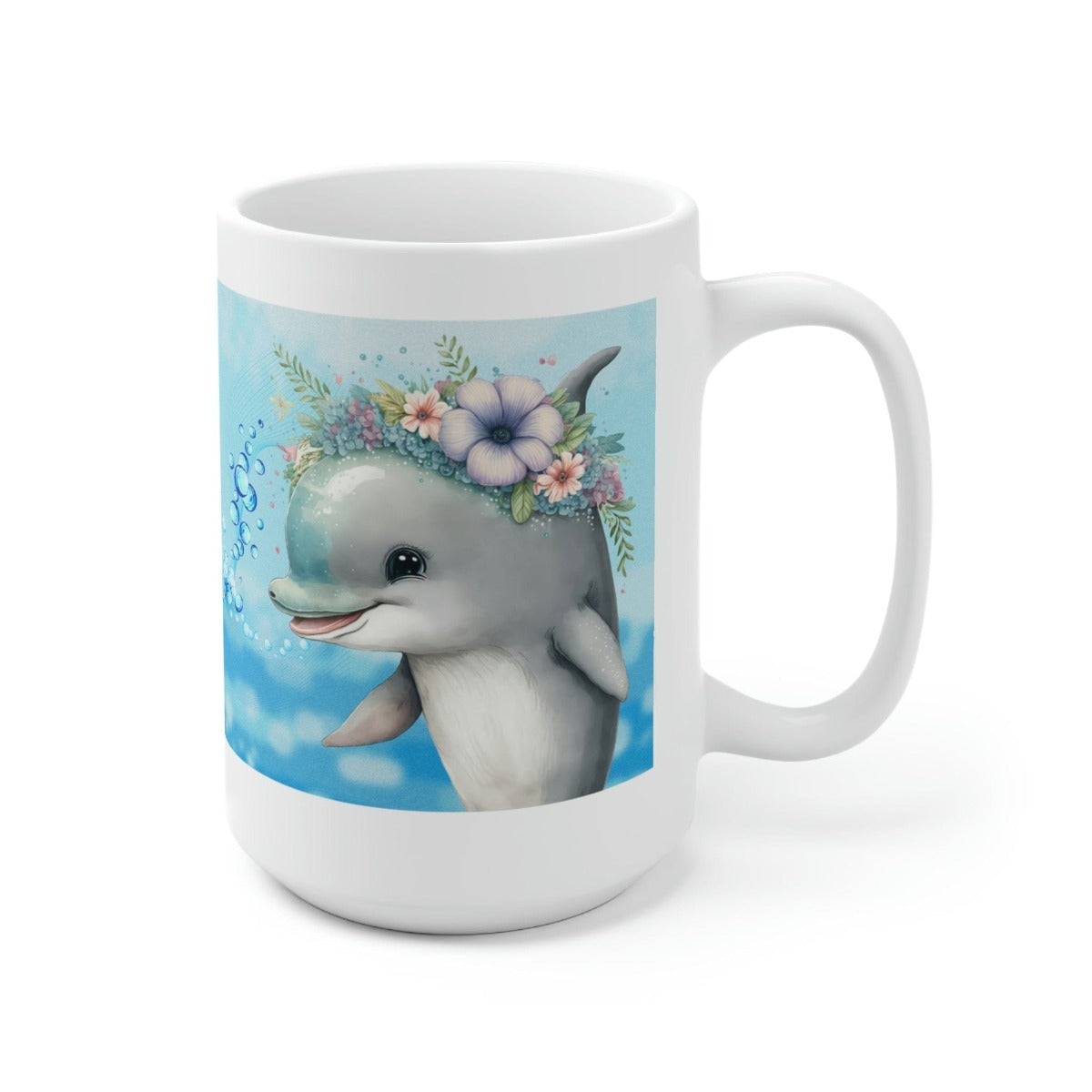 Printify Mug 15oz Coffee Mug, Dolphin Coffee Mug, Dolphin Gift, Ocean Mug, Birthday Gift, Animal Mug, White 15 oz Ceramic, Gift for Her, Free Shipping 27413227922734067666