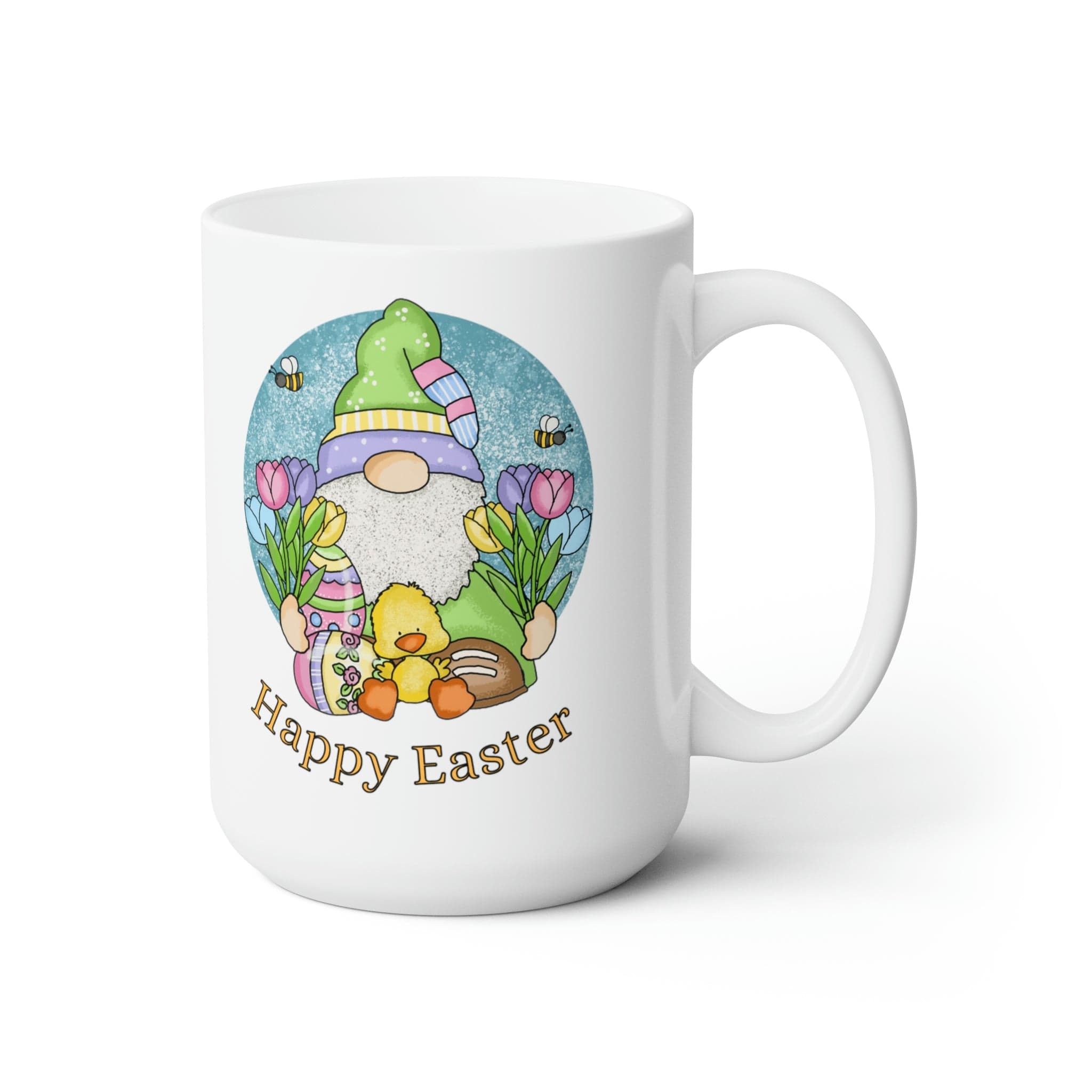 Printify Mug 15oz Coffee Mug, Happy Easter Coffee Mug, Gnome Mug, Birthday Gift, Easter Mug, White 15 oz Ceramic, Gift for Her 29688015722615644770