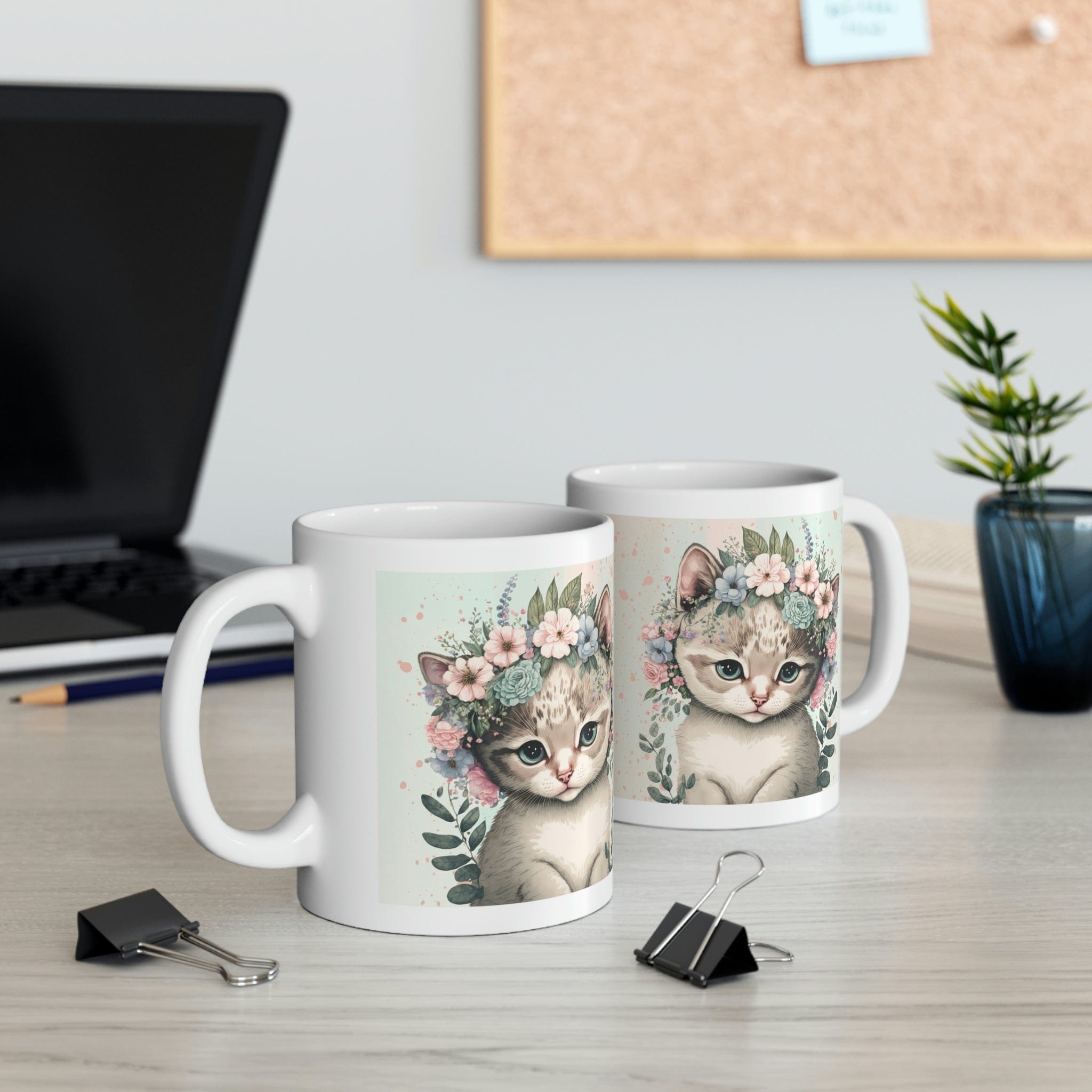 Printify Mug 11oz Coffee Mug, Cat Coffee Mug, Cat Gift, Kitten Mug, Birthday Gift, Animal Mug, White 11 oz Ceramic, Gift for Her 20425422407467407695