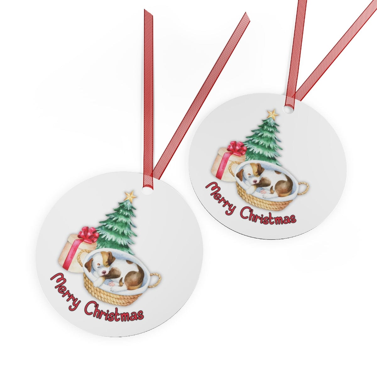 Printify Home Decor Round / One Size Christmas Ornament, Puppy Christmas Ornament, Puppy Gift, Dog Lover Gift, Custom Ornament, Puppy Ornament 15700473964203517961