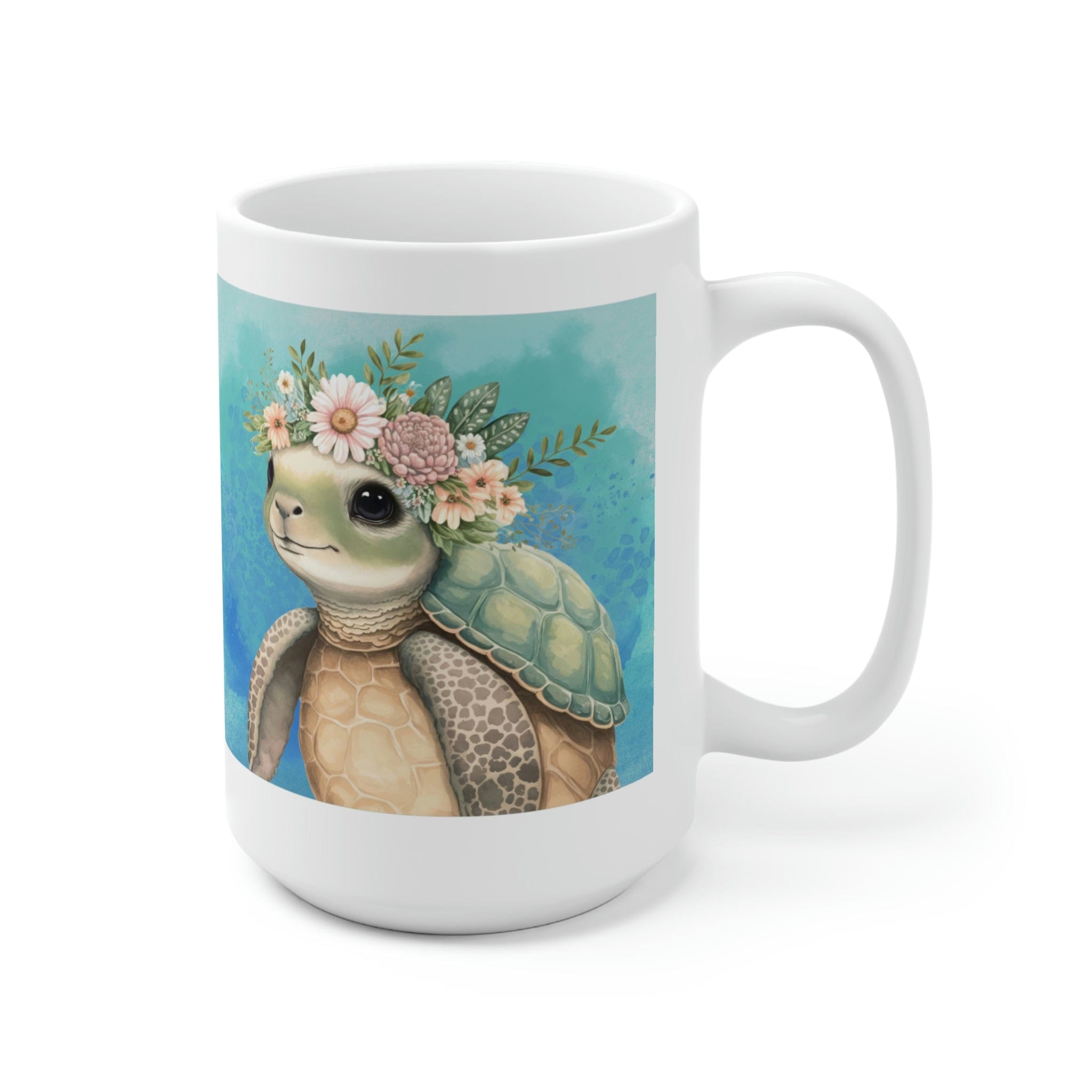 Printify Mug 15oz Coffee Mug, Turtle Coffee Mug, Turtle Gift, Sea Turtle Mug, Birthday Gift, Ocean Mug, White 15 oz Ceramic, Gift for Her, Free Shipping 14051017851879156392