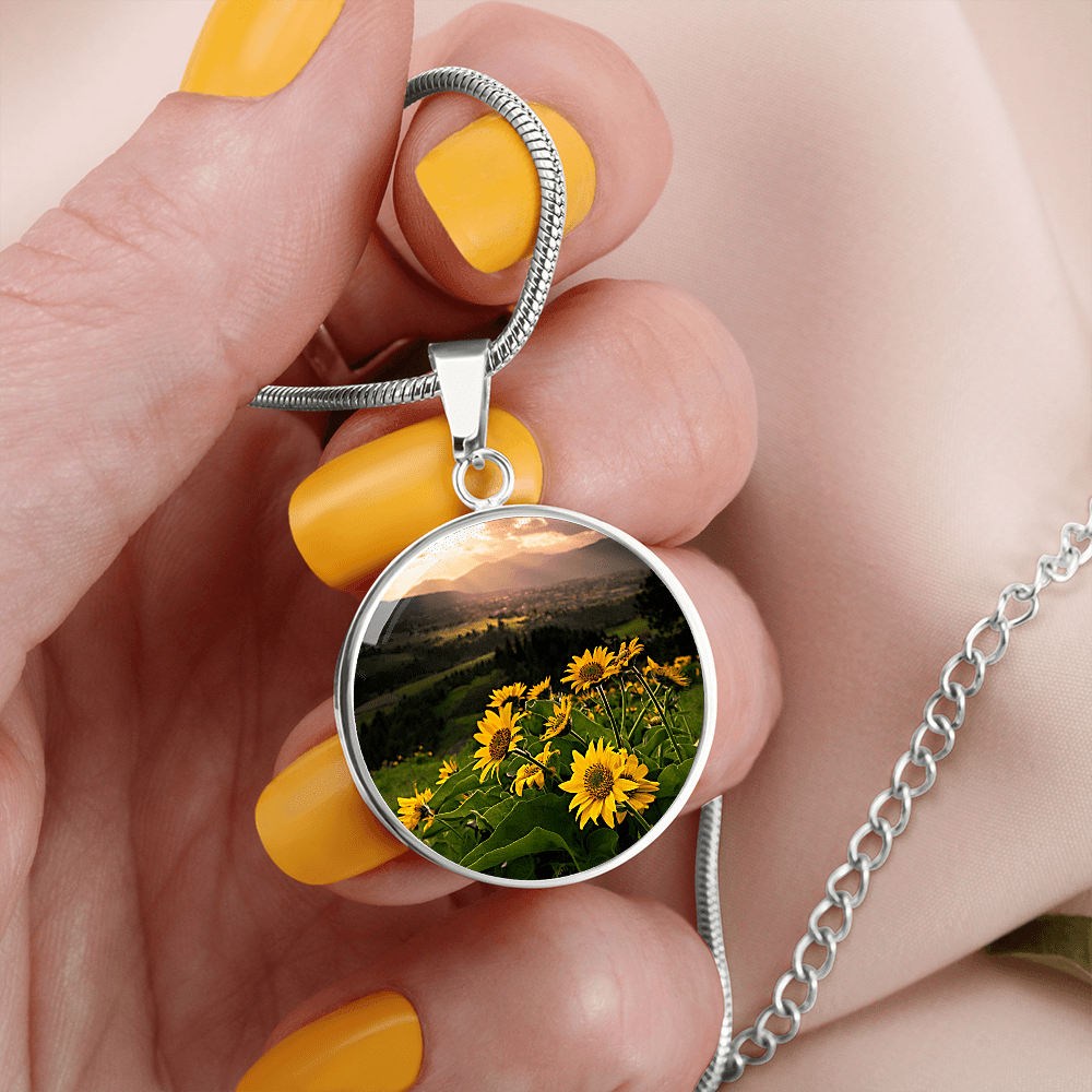ShineOn Fulfillment Jewelry Sunflower Sunlight Custom Pendant with Luxury Necklace - Personalized Engraving Available