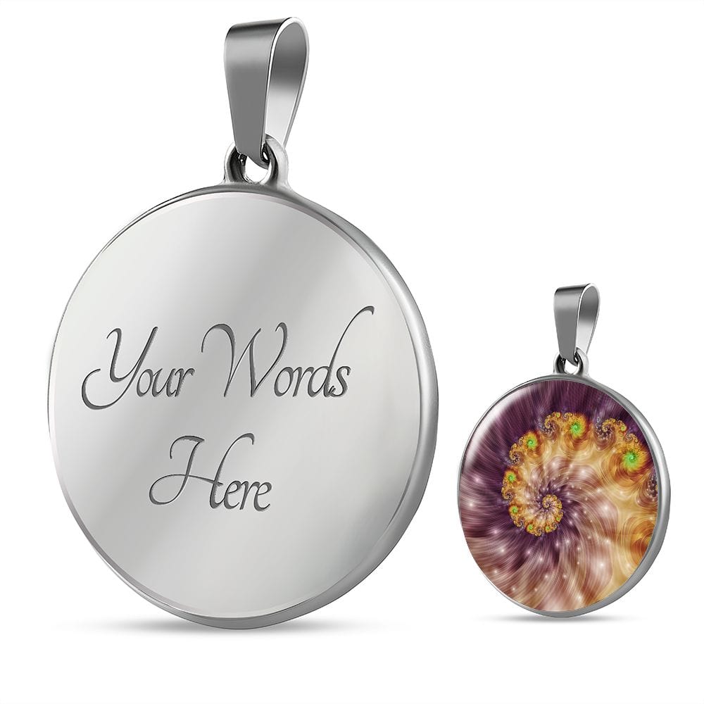 ShineOn Fulfillment Jewelry Luxury Necklace (Silver) / Yes Golden Spiral Original Fractal Art Custom Pendant with Luxury Necklace - Personalized Engraving Available SO-6792208