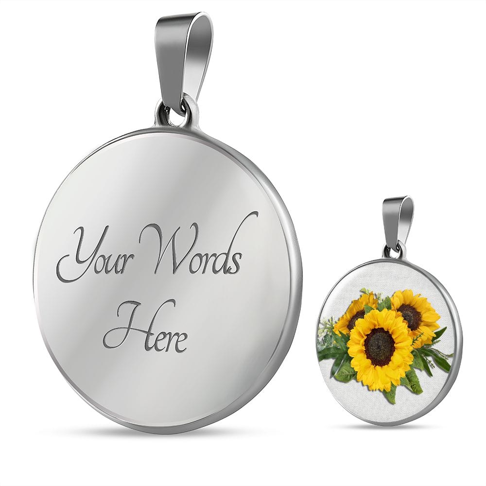 ShineOn Fulfillment Jewelry Luxury Necklace (Silver) / Yes Sunflower Altered Art Custom Pendant with Luxury Necklace - Personalized Engraving Available SO-6800030