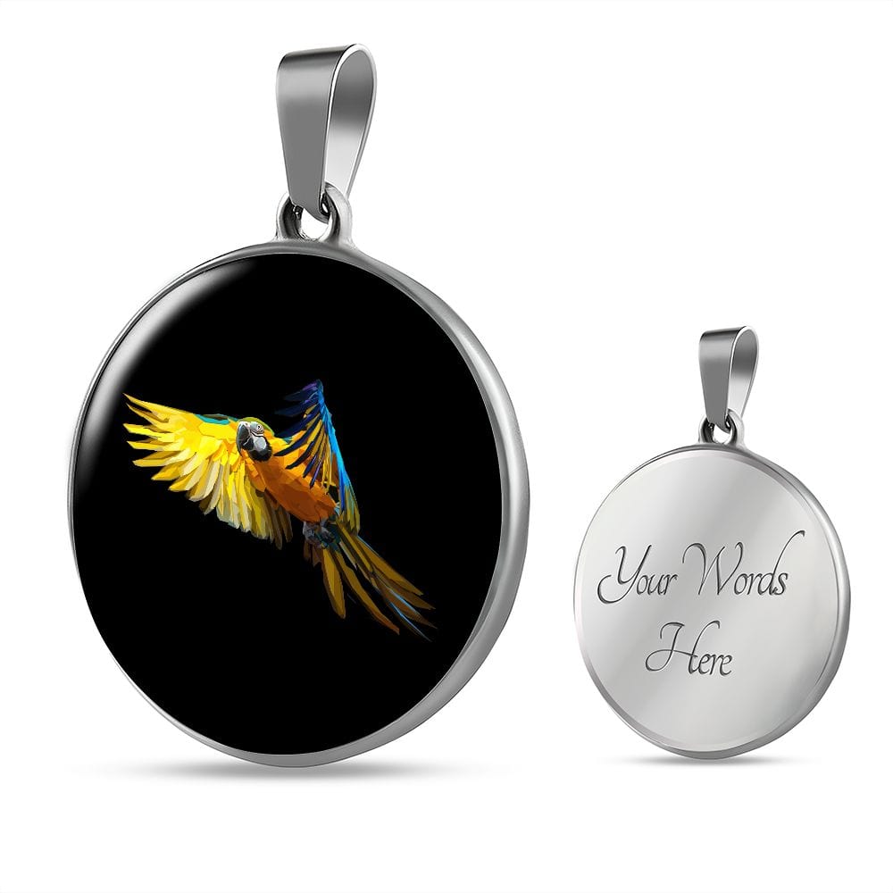 ShineOn Fulfillment Jewelry Macaw Parrot in Flight Custom Pendant with Luxury Necklace - Personalized Engraving Available