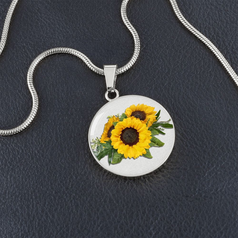 ShineOn Fulfillment Jewelry Sunflower Altered Art Custom Pendant with Luxury Necklace - Personalized Engraving Available