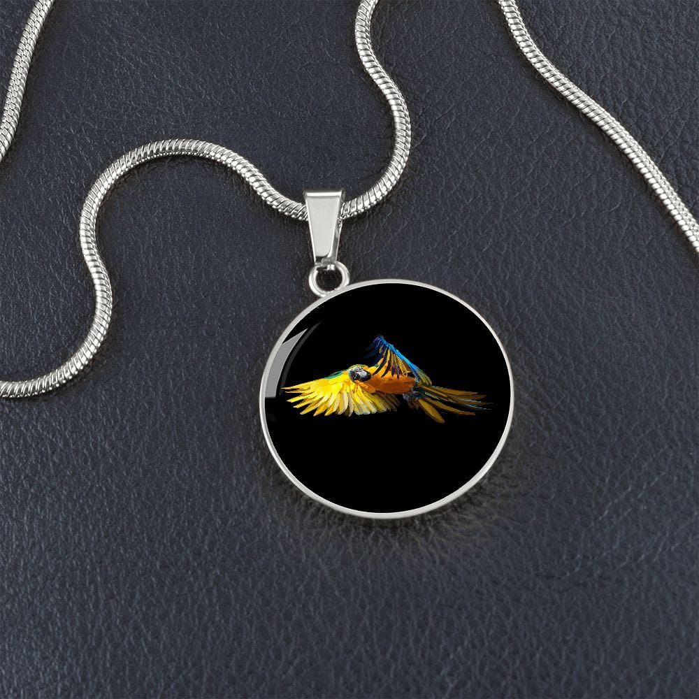 ShineOn Fulfillment Jewelry Macaw Parrot in Flight Custom Pendant with Luxury Necklace - Personalized Engraving Available