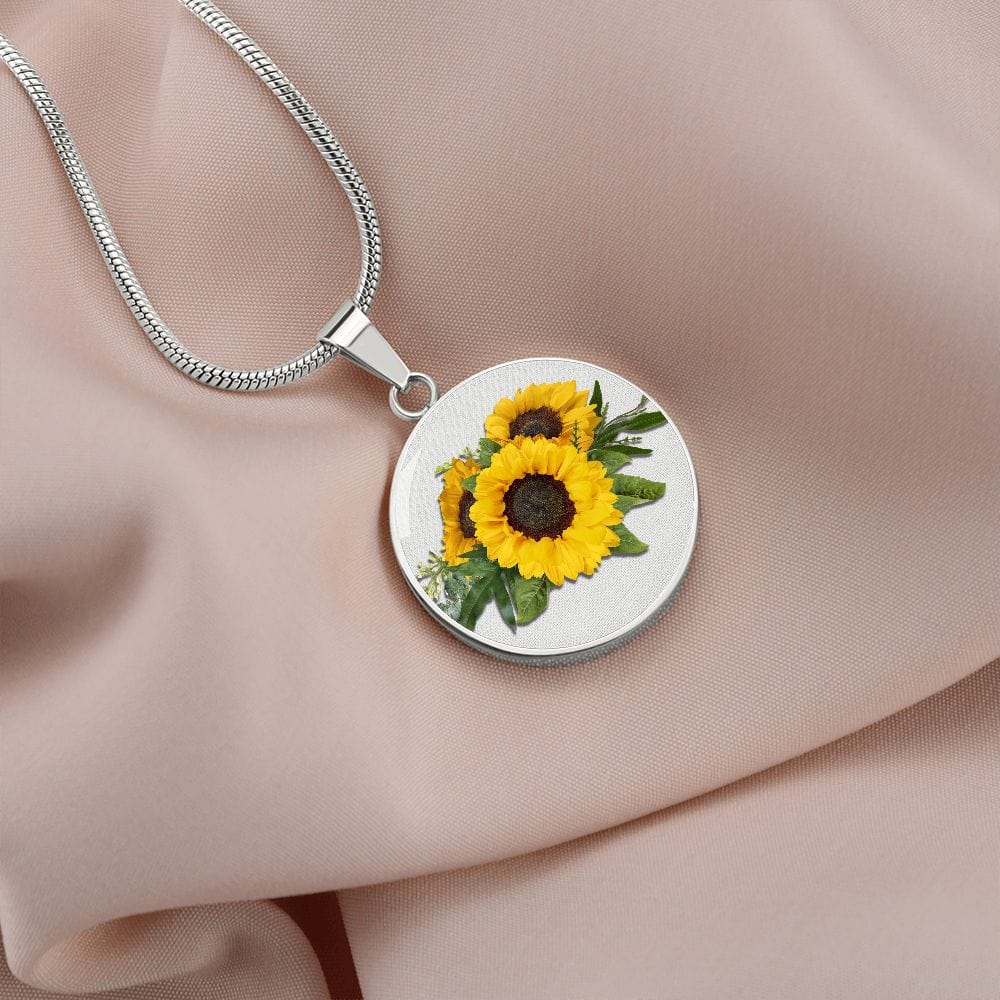 ShineOn Fulfillment Jewelry Sunflower Altered Art Custom Pendant with Luxury Necklace - Personalized Engraving Available