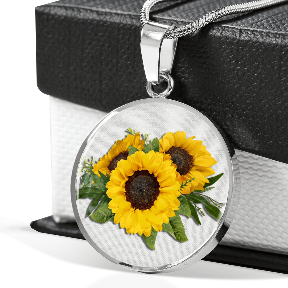 ShineOn Fulfillment Jewelry Sunflower Altered Art Custom Pendant with Luxury Necklace - Personalized Engraving Available