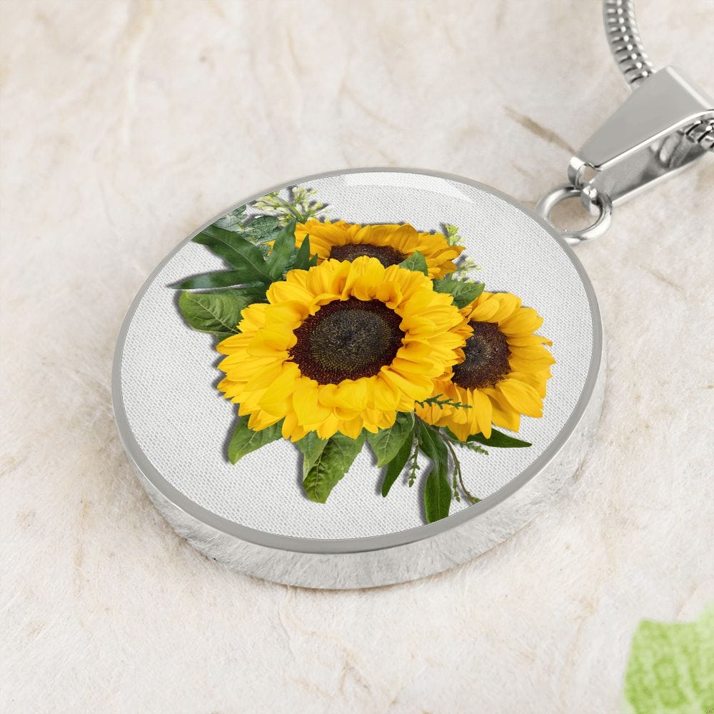 ShineOn Fulfillment Jewelry Sunflower Altered Art Custom Pendant with Luxury Necklace - Personalized Engraving Available