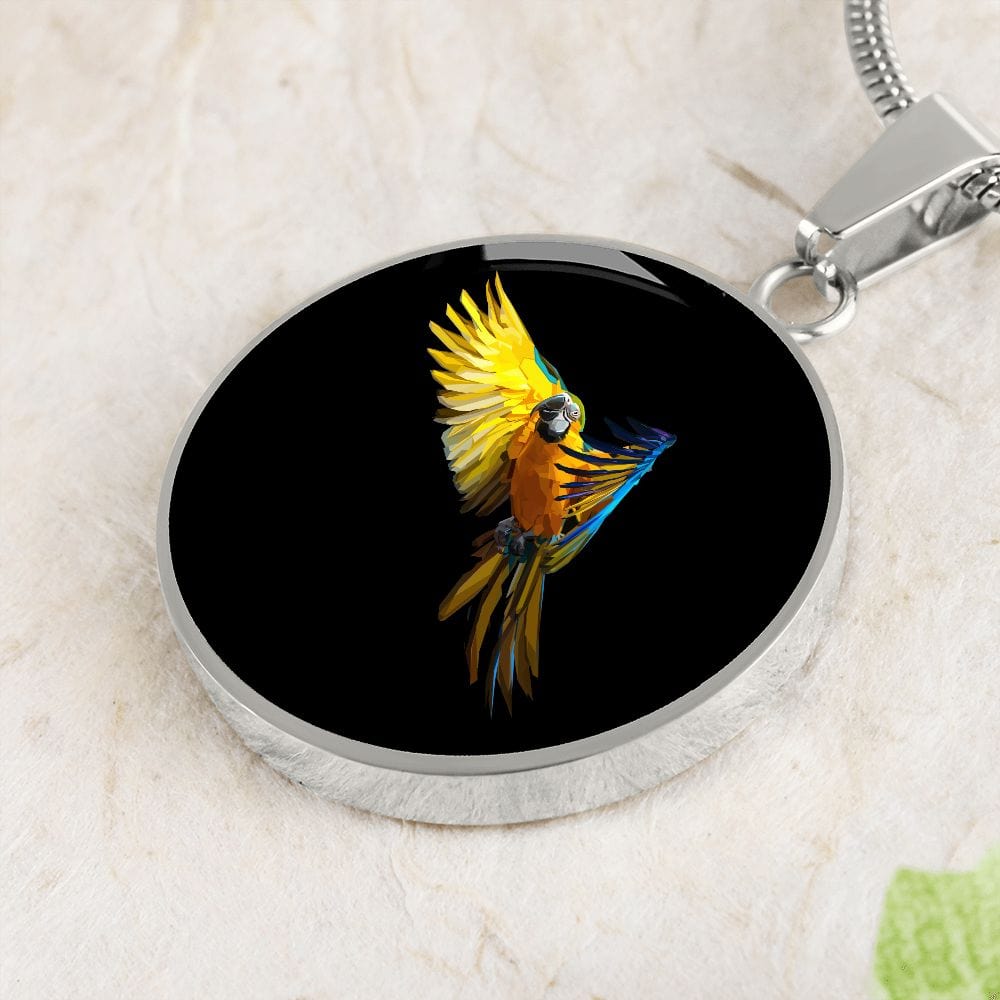 ShineOn Fulfillment Jewelry Macaw Parrot in Flight Custom Pendant with Luxury Necklace - Personalized Engraving Available
