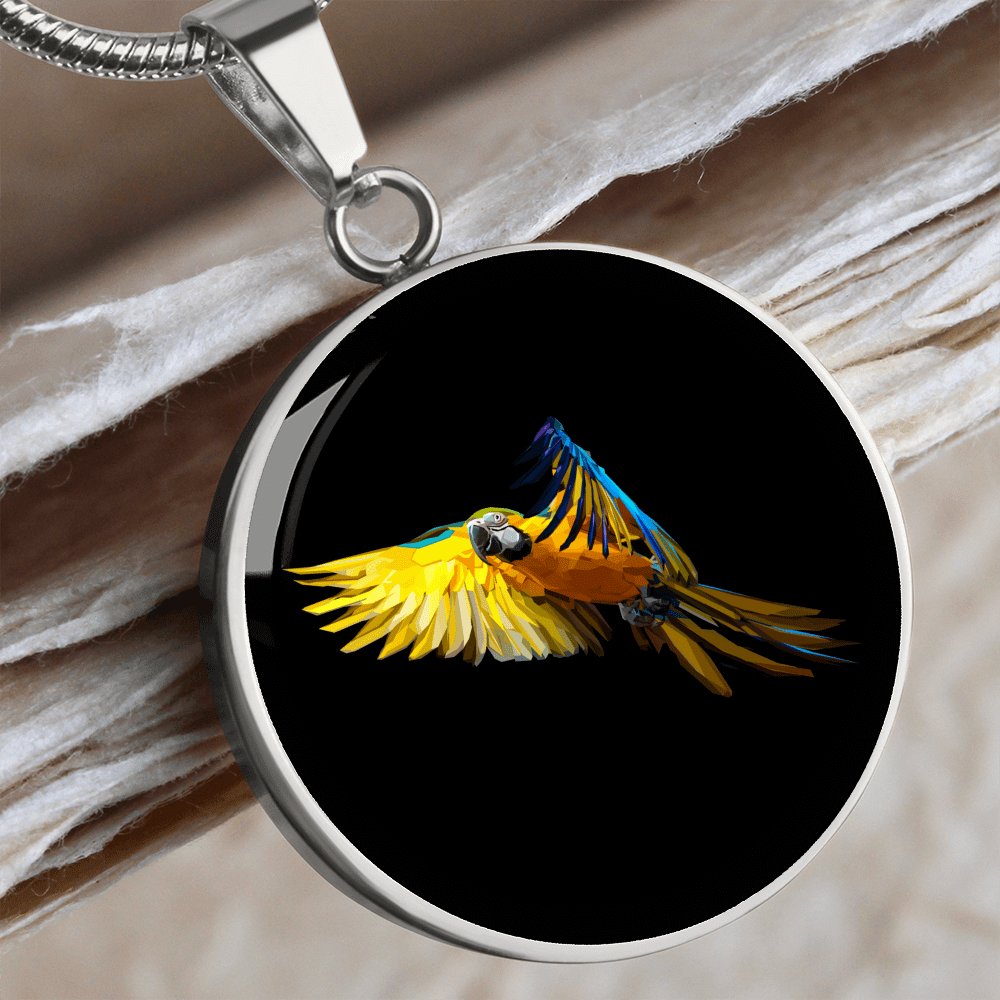 ShineOn Fulfillment Jewelry Macaw Parrot in Flight Custom Pendant with Luxury Necklace - Personalized Engraving Available