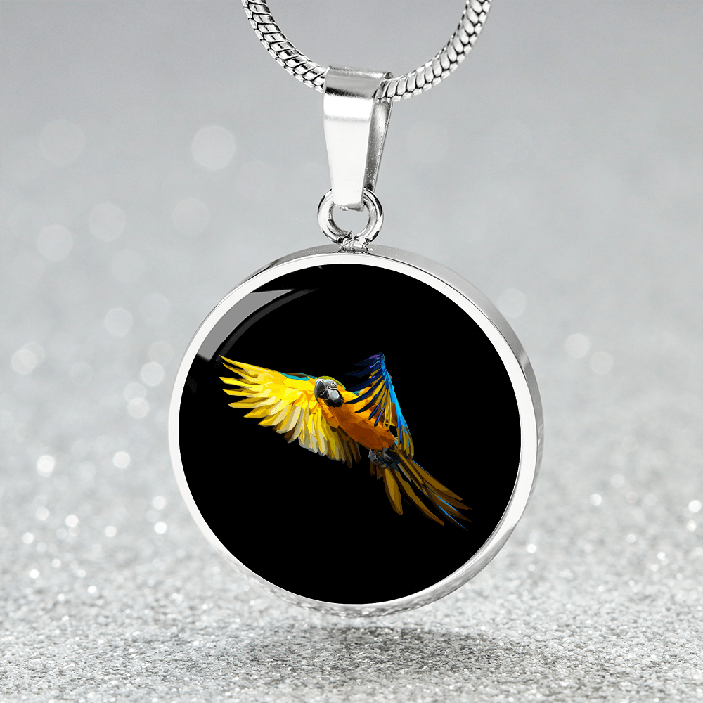 ShineOn Fulfillment Jewelry Macaw Parrot in Flight Custom Pendant with Luxury Necklace - Personalized Engraving Available