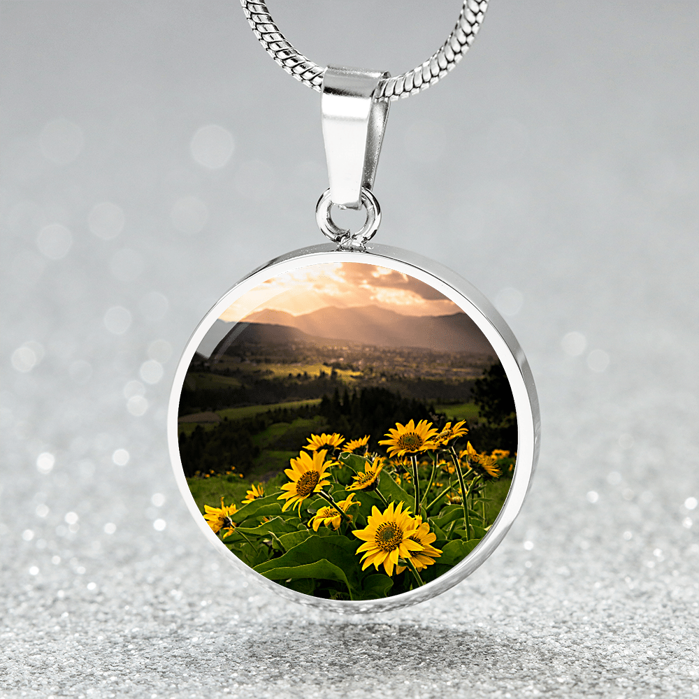 ShineOn Fulfillment Jewelry Luxury Necklace (Silver) / No Sunflower Sunlight Custom Pendant with Luxury Necklace - Personalized Engraving Available SO-6822616